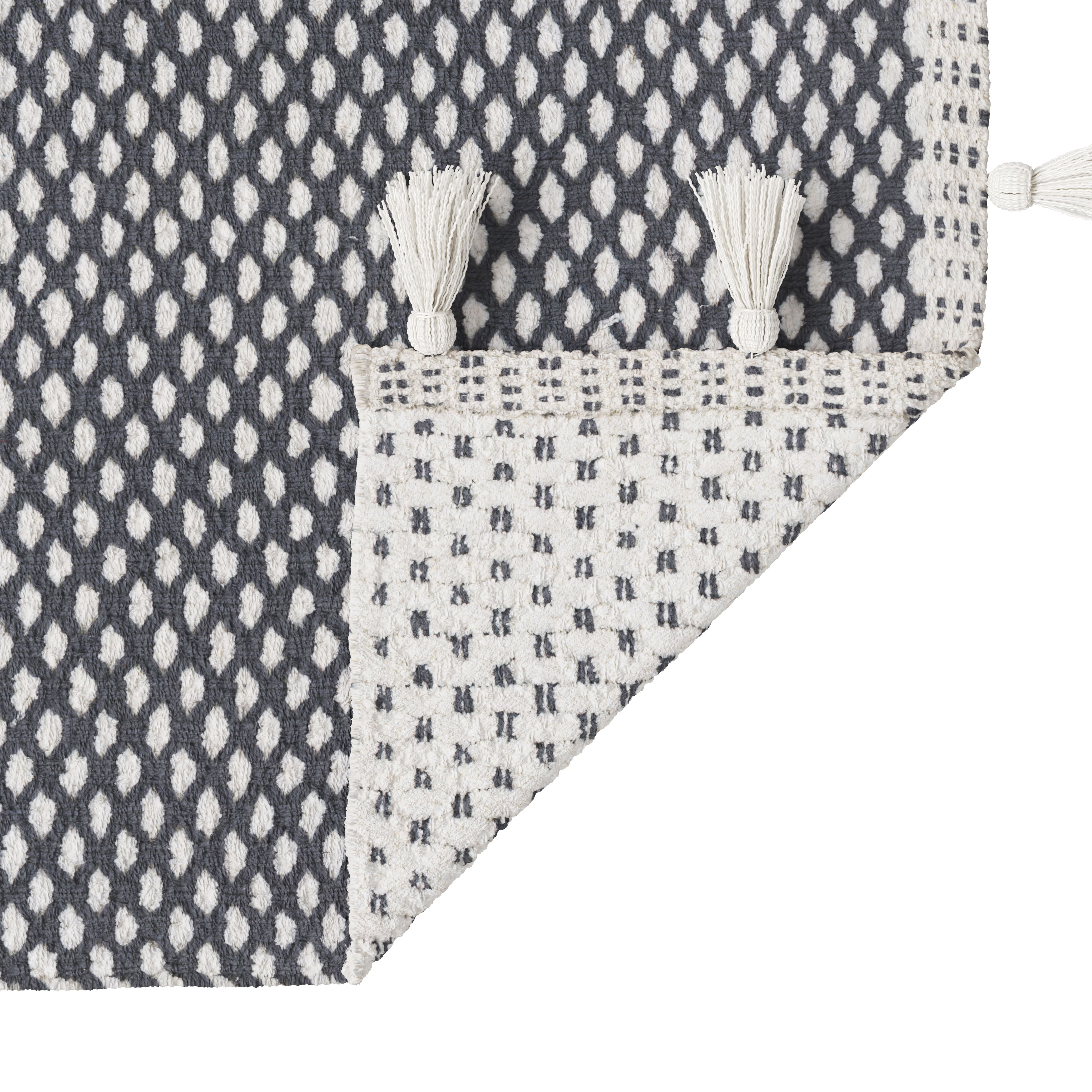 GoodHome Nammu White & anthracite Rectangular Bath mat (L)80cm (W)50cm