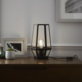 GoodHome Nantan Industrial Matt Black Table light