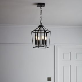 GoodHome Nantan Matt Black 4 Lamp Pendant ceiling light, (Dia)300mm