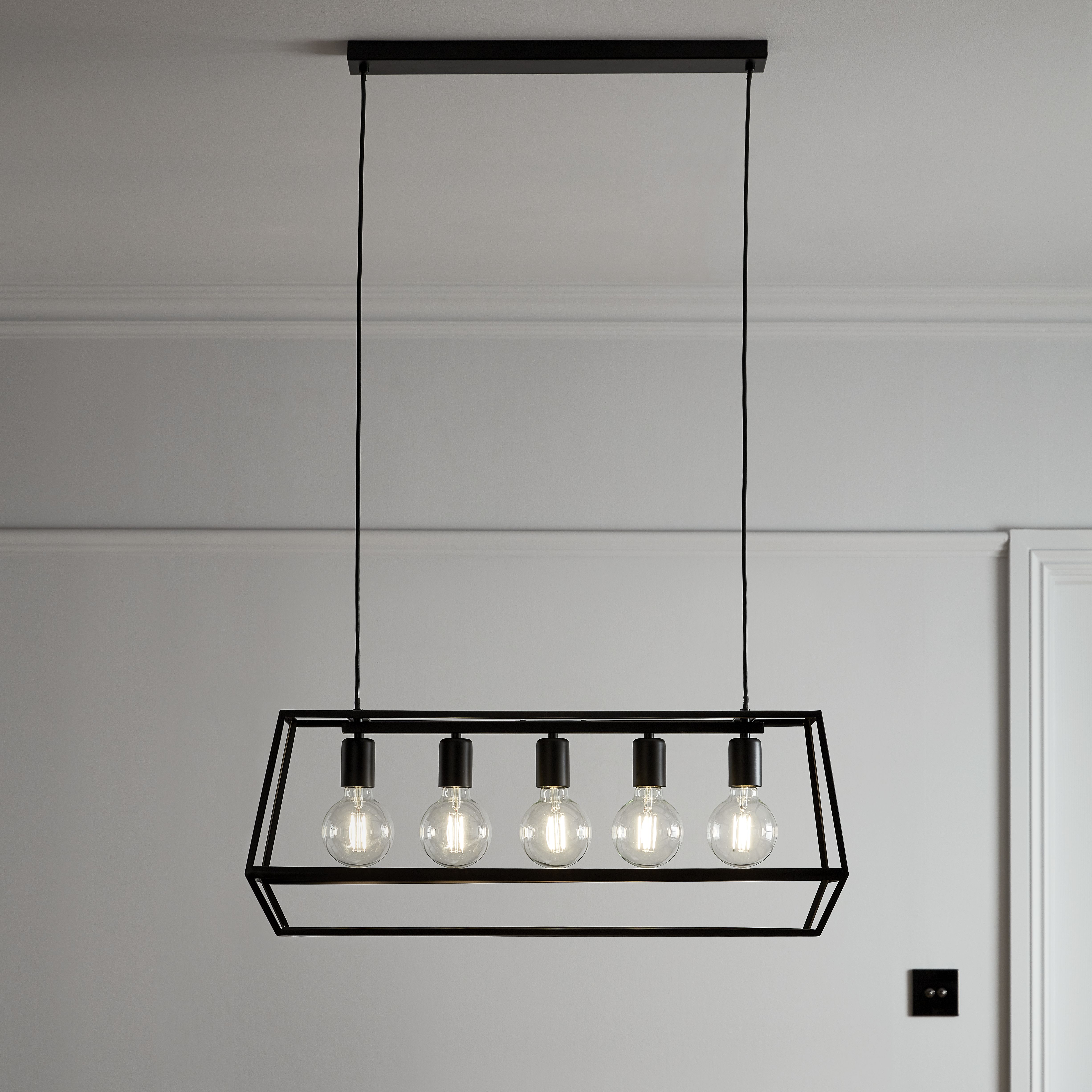 GoodHome Nantan Matt Black 5 Lamp Pendant ceiling light, (Dia)780mm