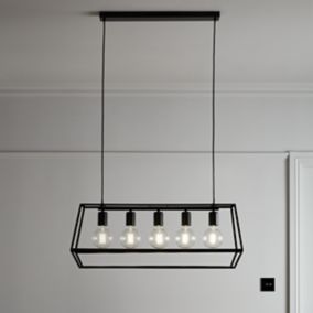 GoodHome Nantan Matt Black 5 Lamp Pendant ceiling light, (Dia)780mm