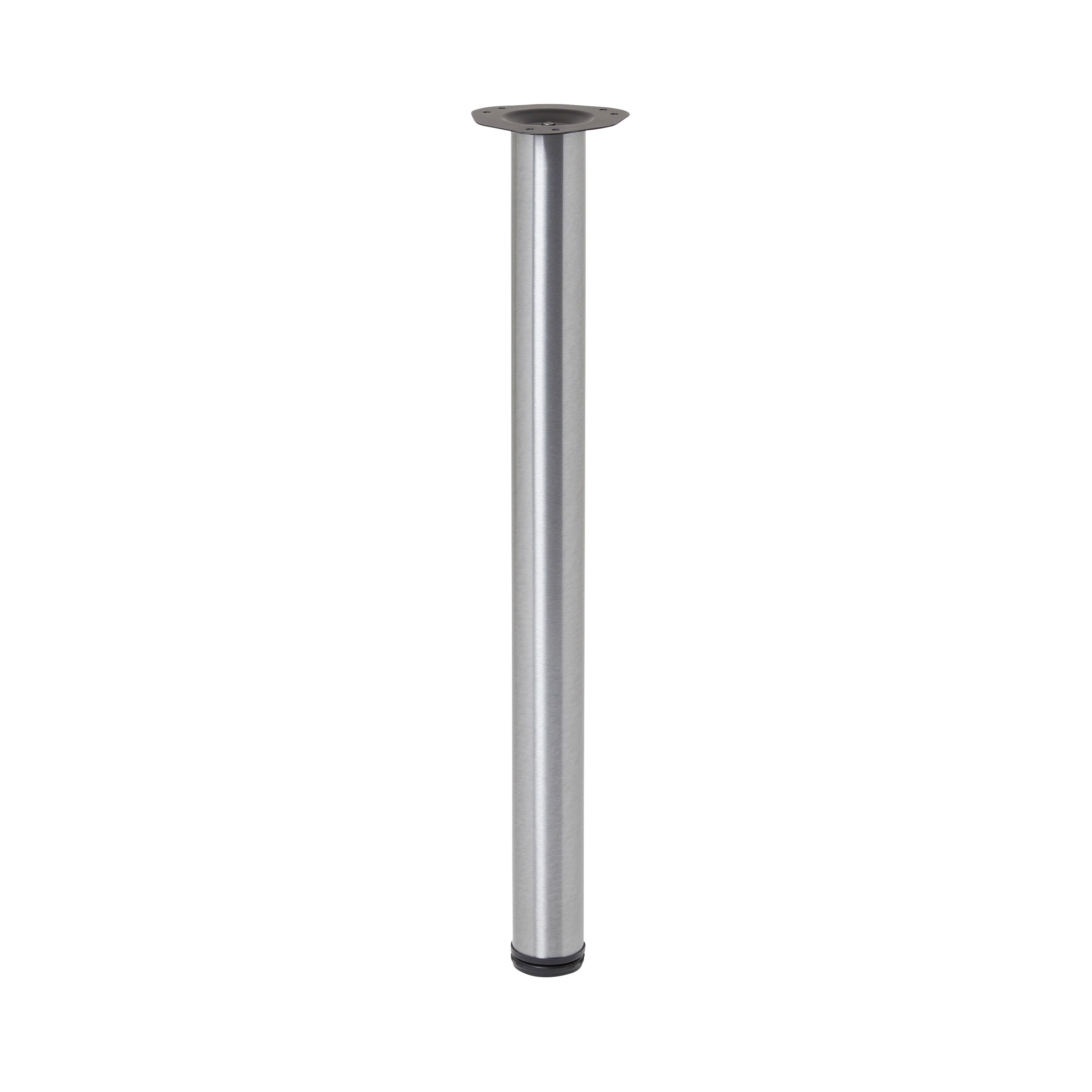 GoodHome Nantua Brushed Silver effect Modern Worktop support leg (Dia)60mm (H)900mm