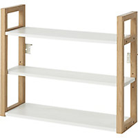 GoodHome Nantua Matt Natural & White Oak effect Wall-mounted 3 Shelves Storage unit (D) 200mm (H) 530mm