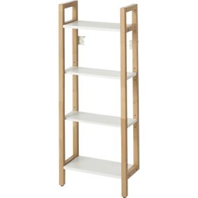 GoodHome Nantua Matt Natural & white Oak effect Wall-mounted Bathroom Shelving (D)20cm (H)100cm (L)40.5cm