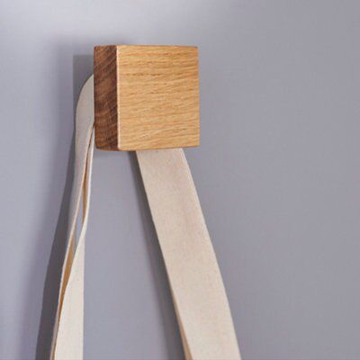 GoodHome Nantua Wood Square Hook (H)50mm (W)50mm