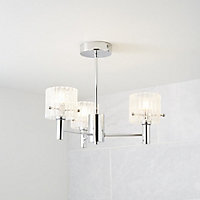 GoodHome Narvin Glass & steel Chrome effect 3 Lamp Ceiling light