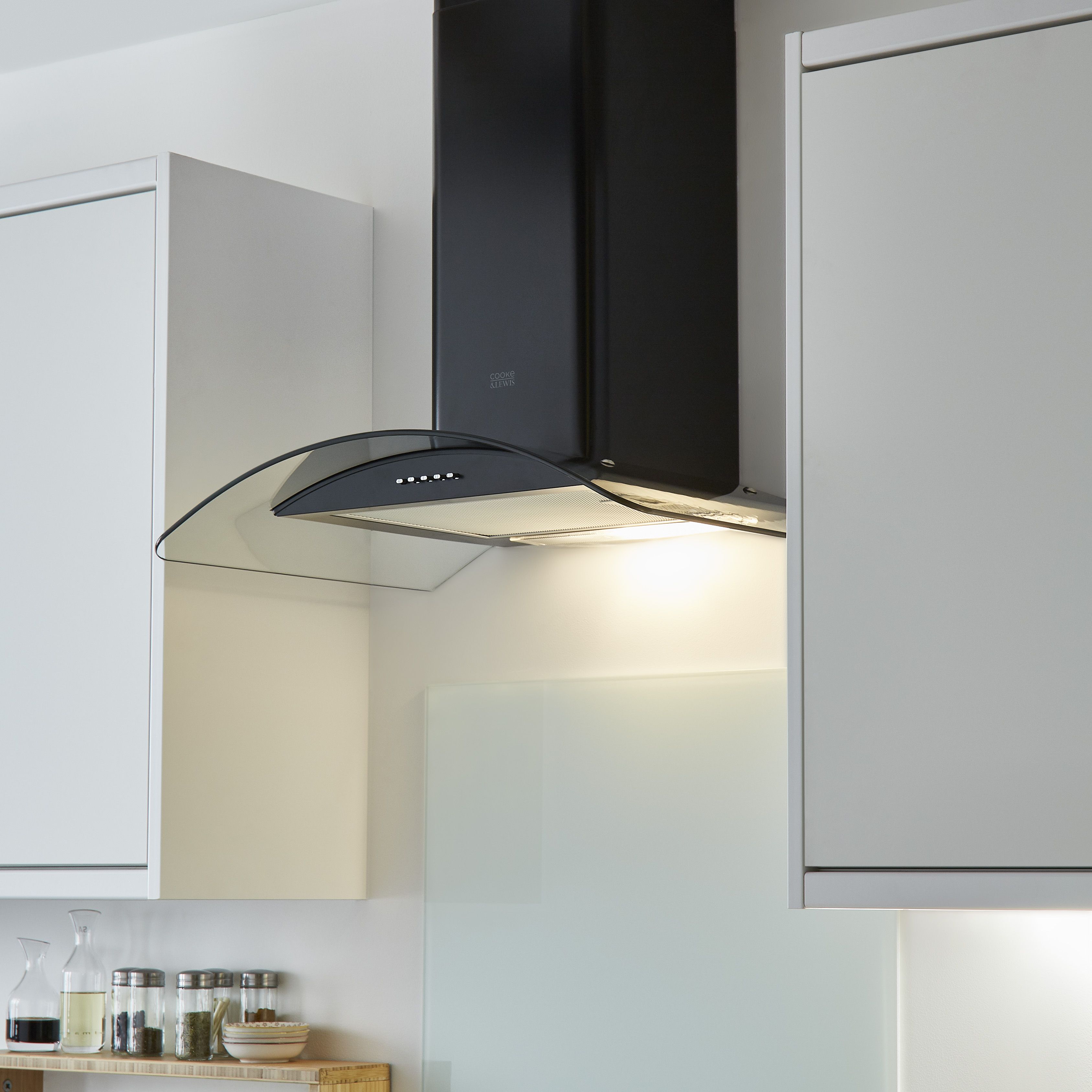 GoodHome Nashi White Glass effect Glass Splashback, (H)800mm (W)600mm (T)5mm