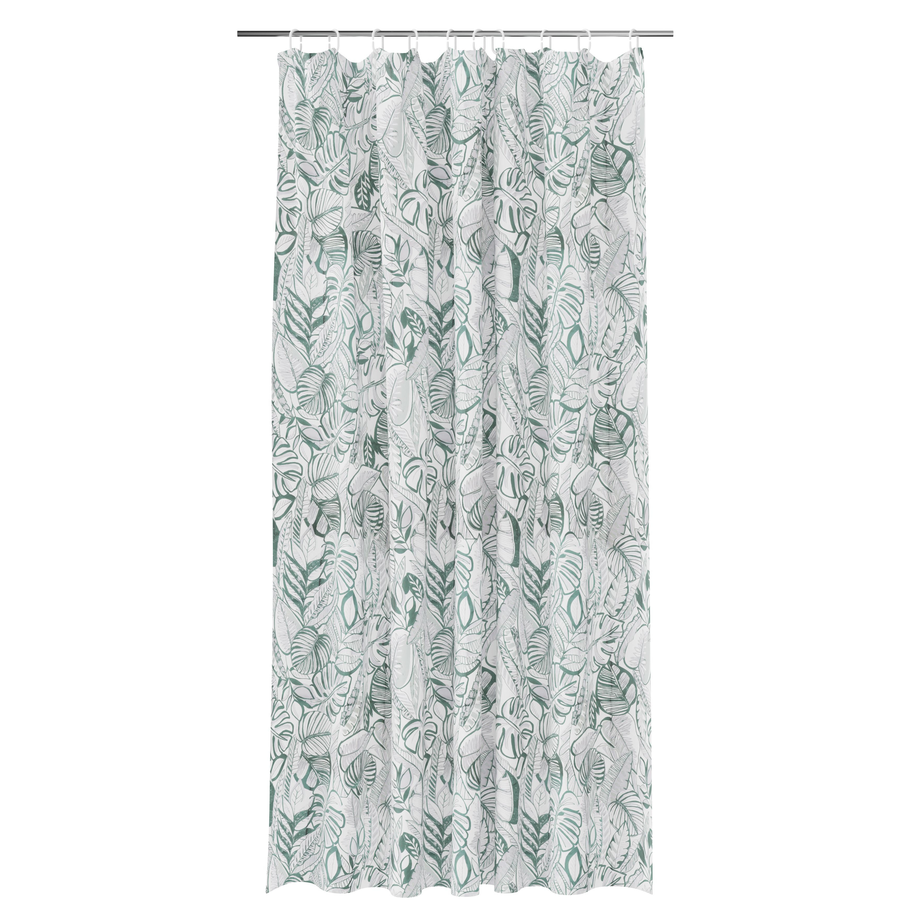 GoodHome Nassua Green Jungle Shower curtain (L)1800mm DIY at B&Q