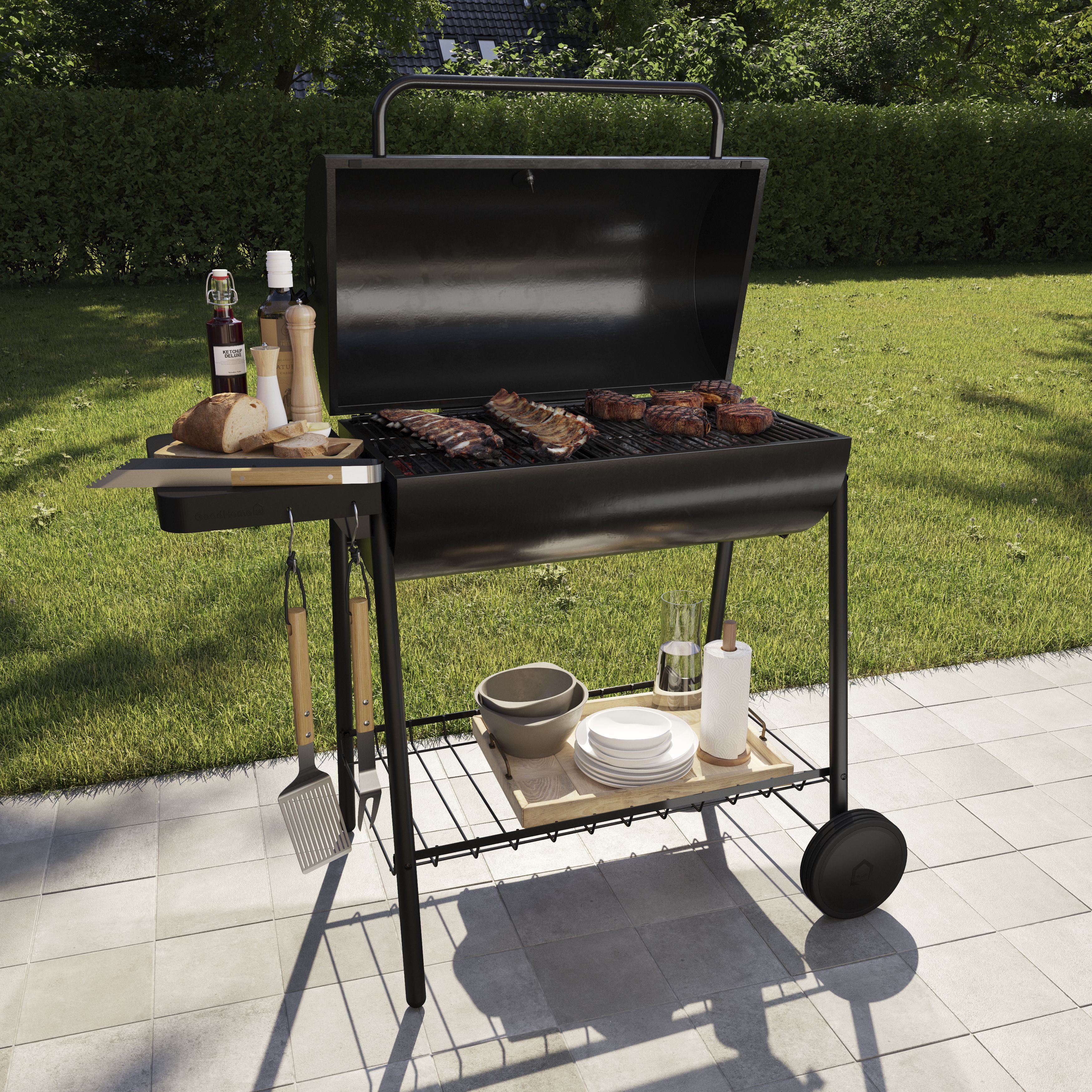 GoodHome Natural Beech & stainless steel Grill spatula
