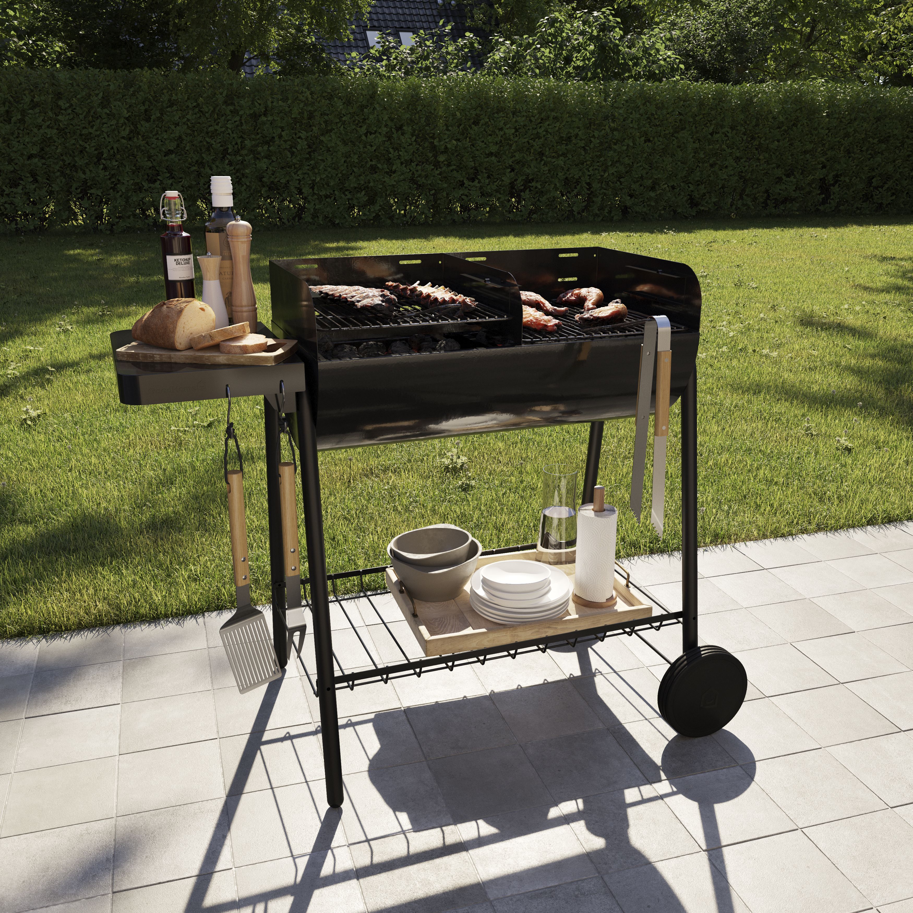 GoodHome Natural Beech & stainless steel Grill spatula