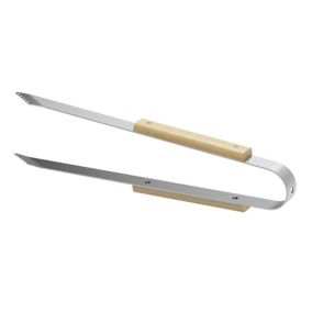 GoodHome Natural Beech & stainless steel Grill tongs