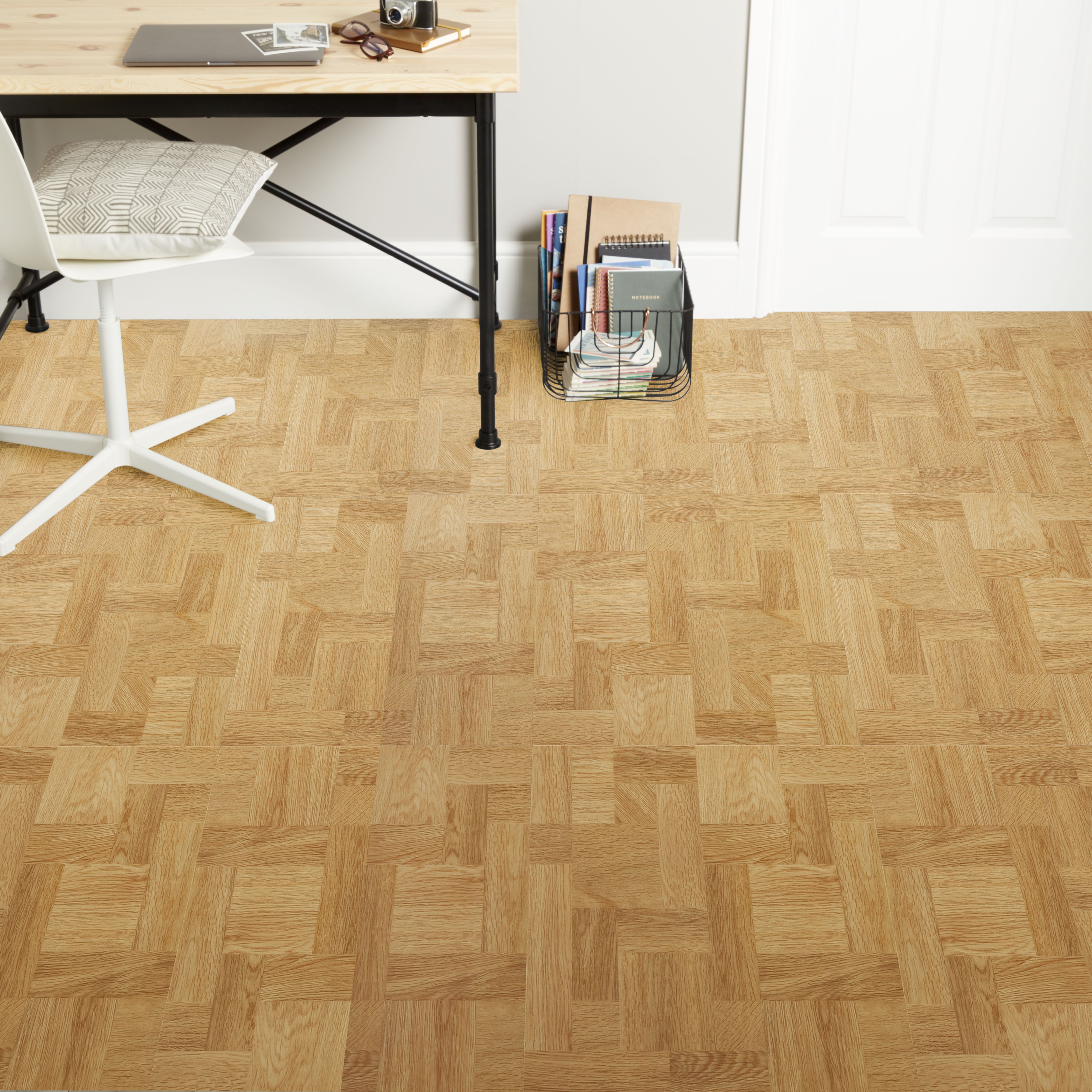 GoodHome Natural Parquet effect Self-adhesive Vinyl tile, Pack of 13