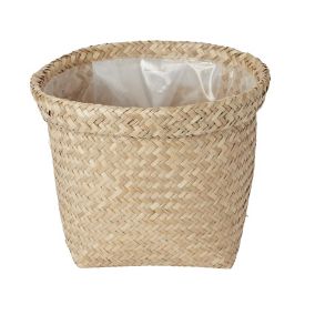 GoodHome Natural Seagrass Herringbone Circular Plant pot (Dia) 26.5cm, (H)20.5cm