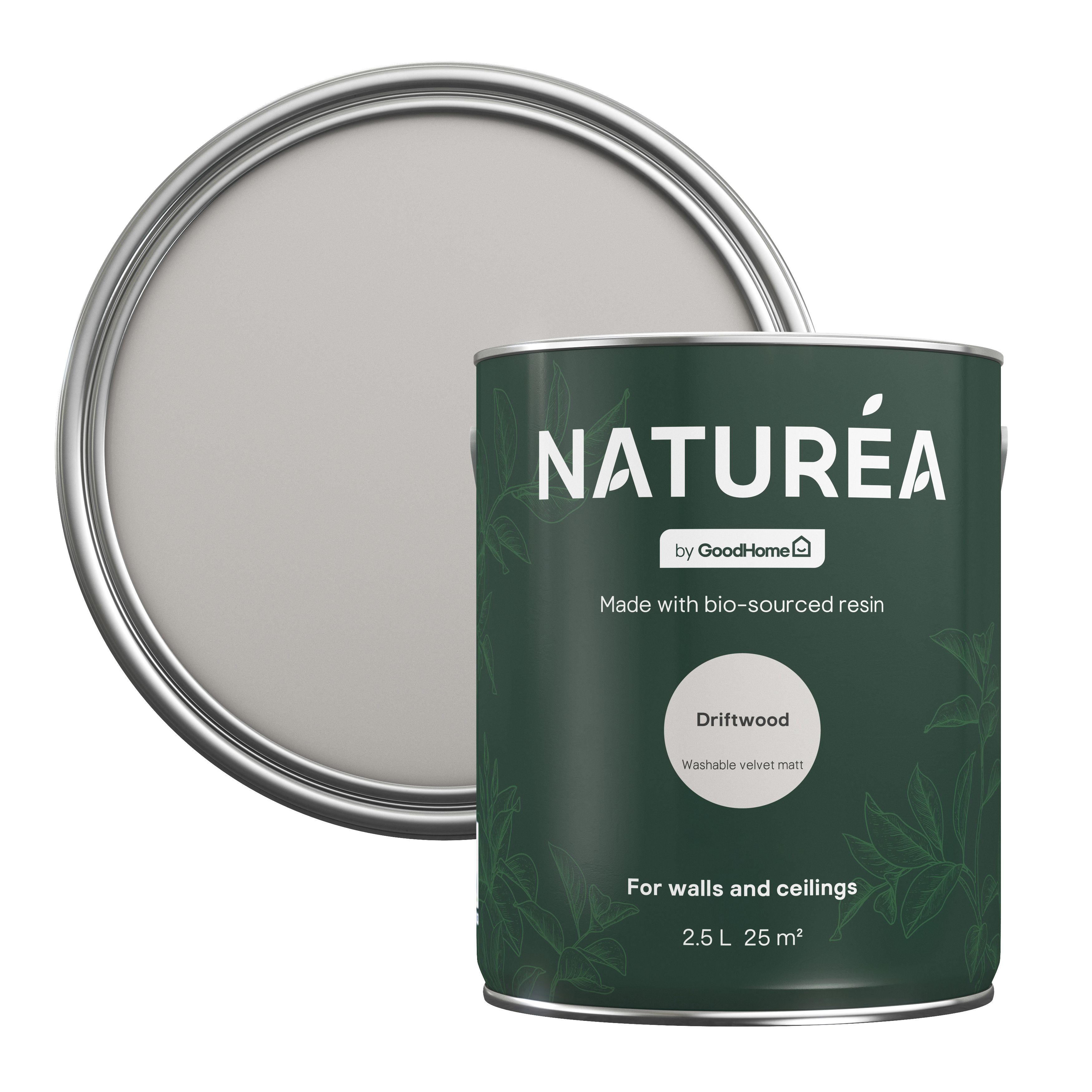 GoodHome Naturéa Driftwood Velvet matt Emulsion paint, 2.5L DIY at B&Q