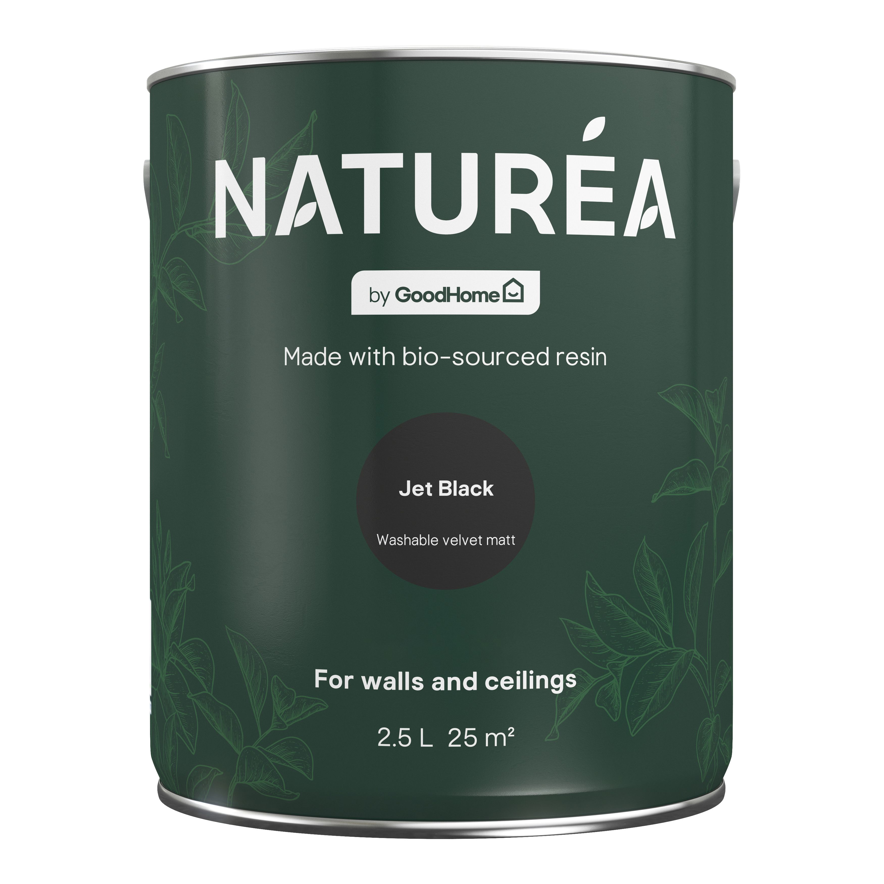 GoodHome Naturéa Jet black Velvet matt Emulsion paint, 2.5L