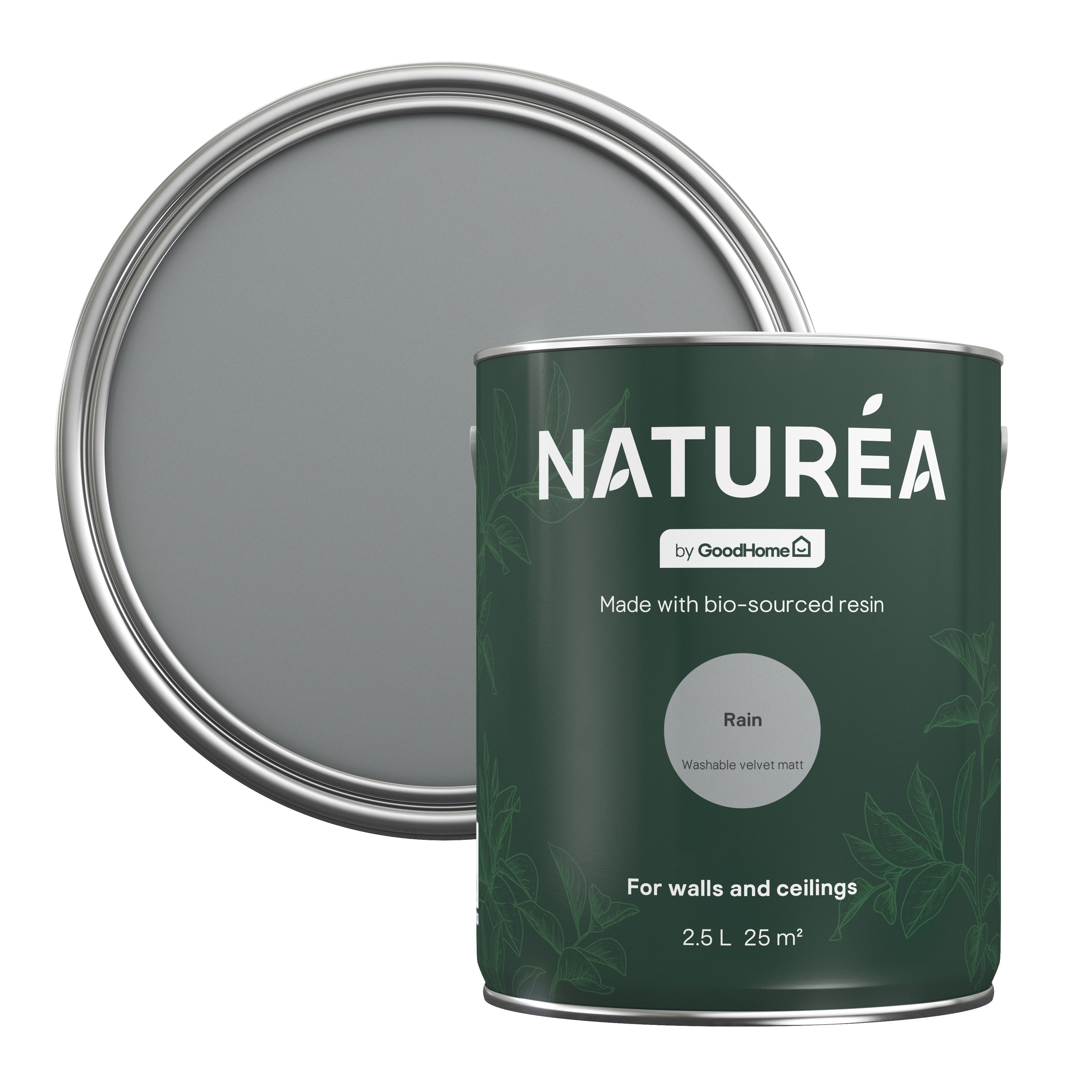 GoodHome Naturéa Rain Velvet matt Emulsion paint, 2.5L
