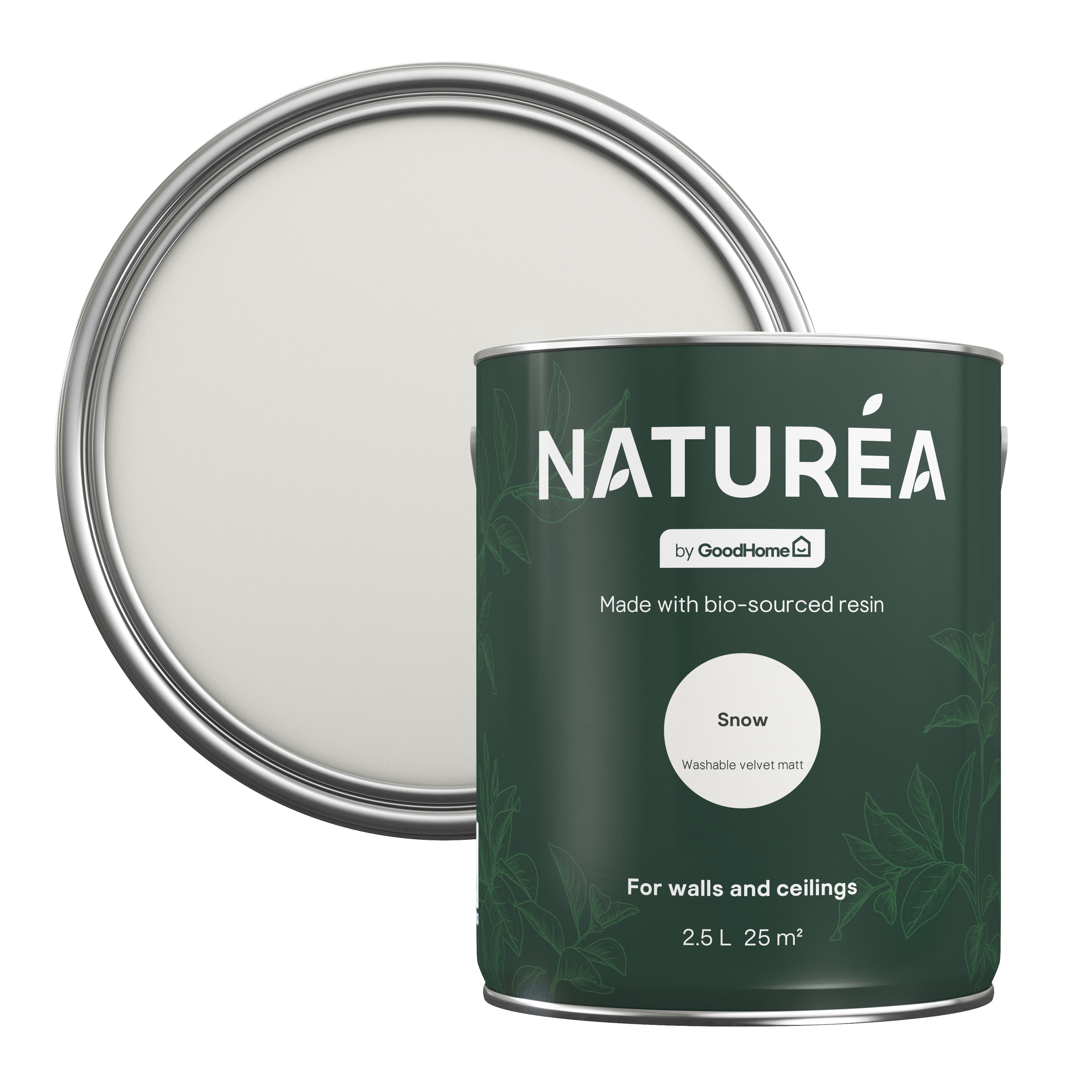 GoodHome Naturéa Snow Velvet matt Emulsion paint, 2.5L