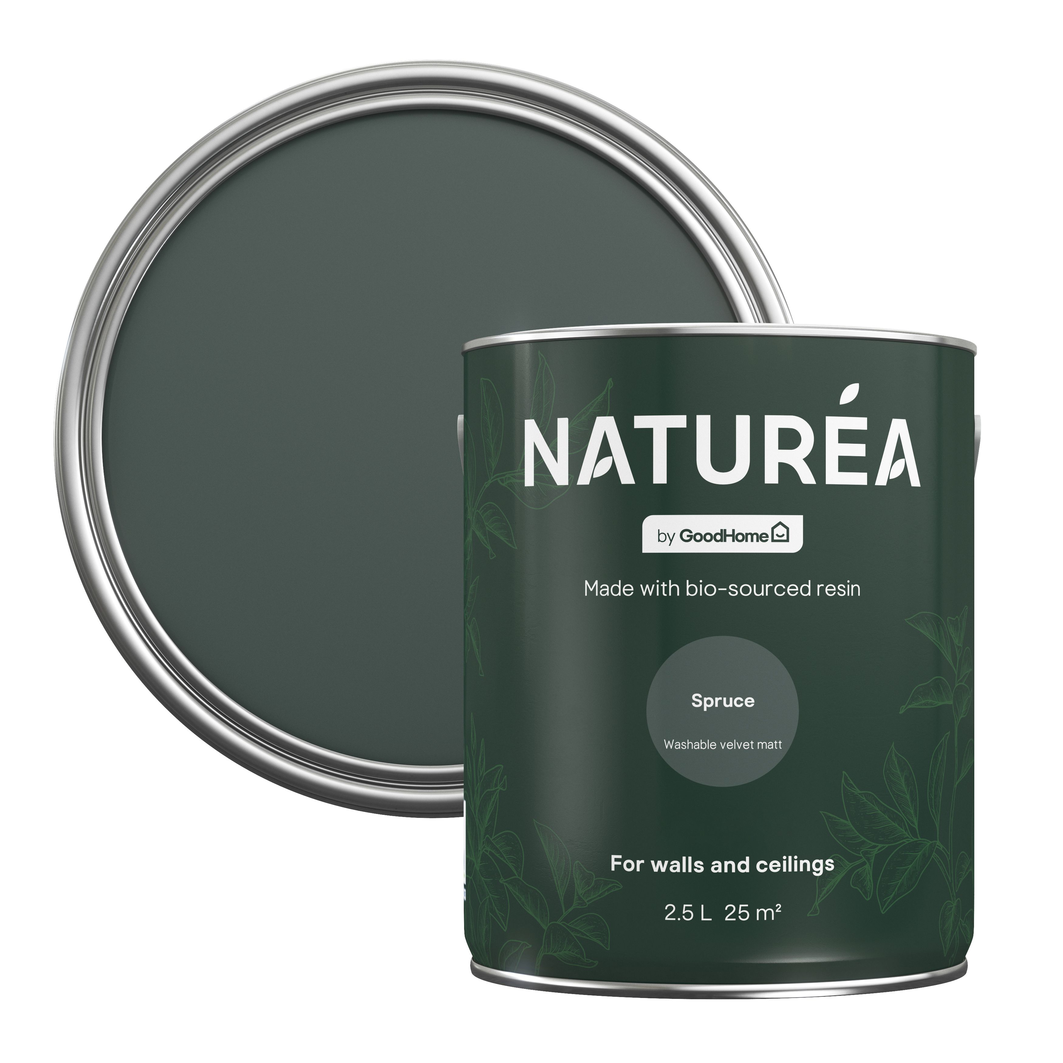 GoodHome Naturéa Spruce Velvet matt Emulsion paint, 2.5L