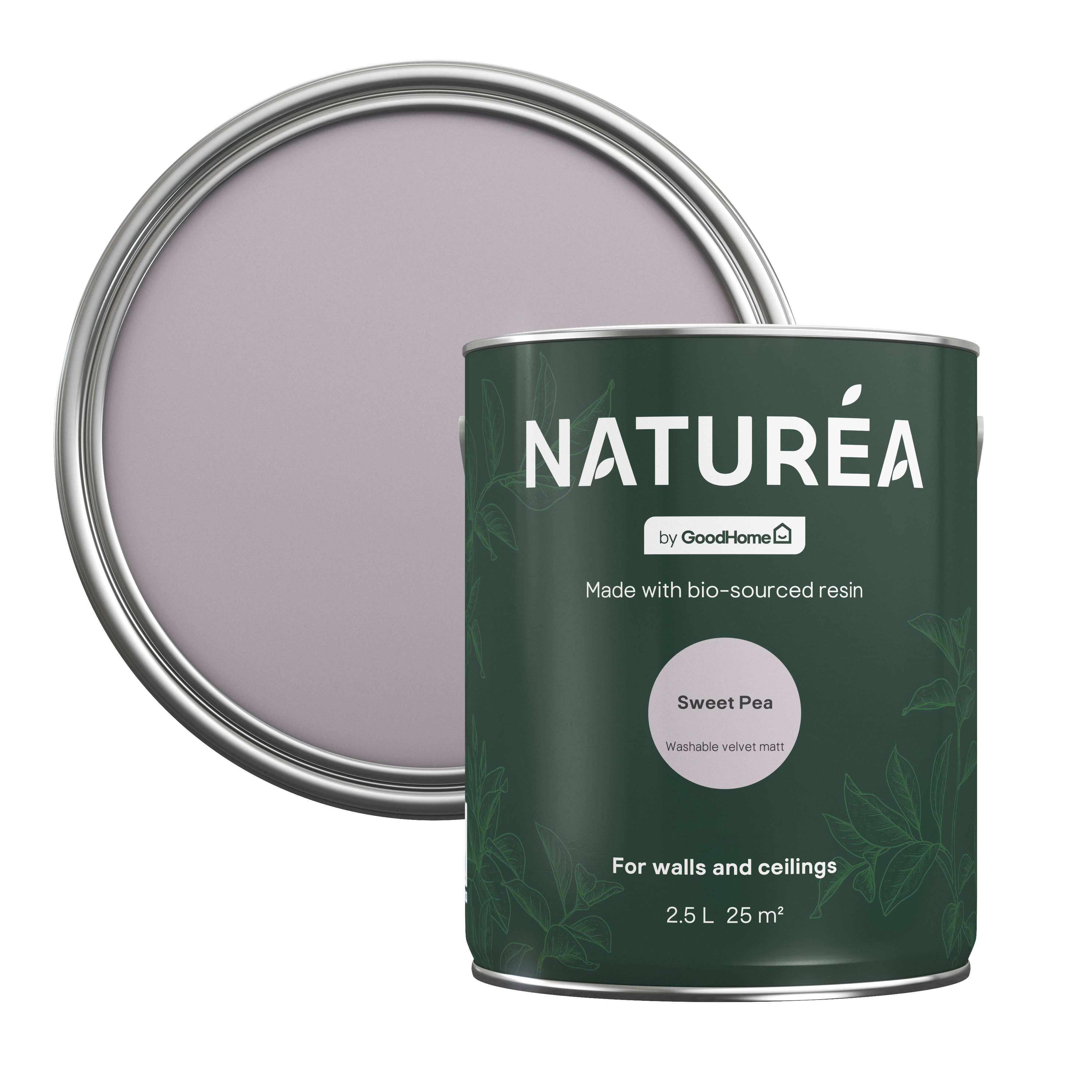 GoodHome Naturéa Sweet Pea Velvet matt Emulsion paint, 2.5L