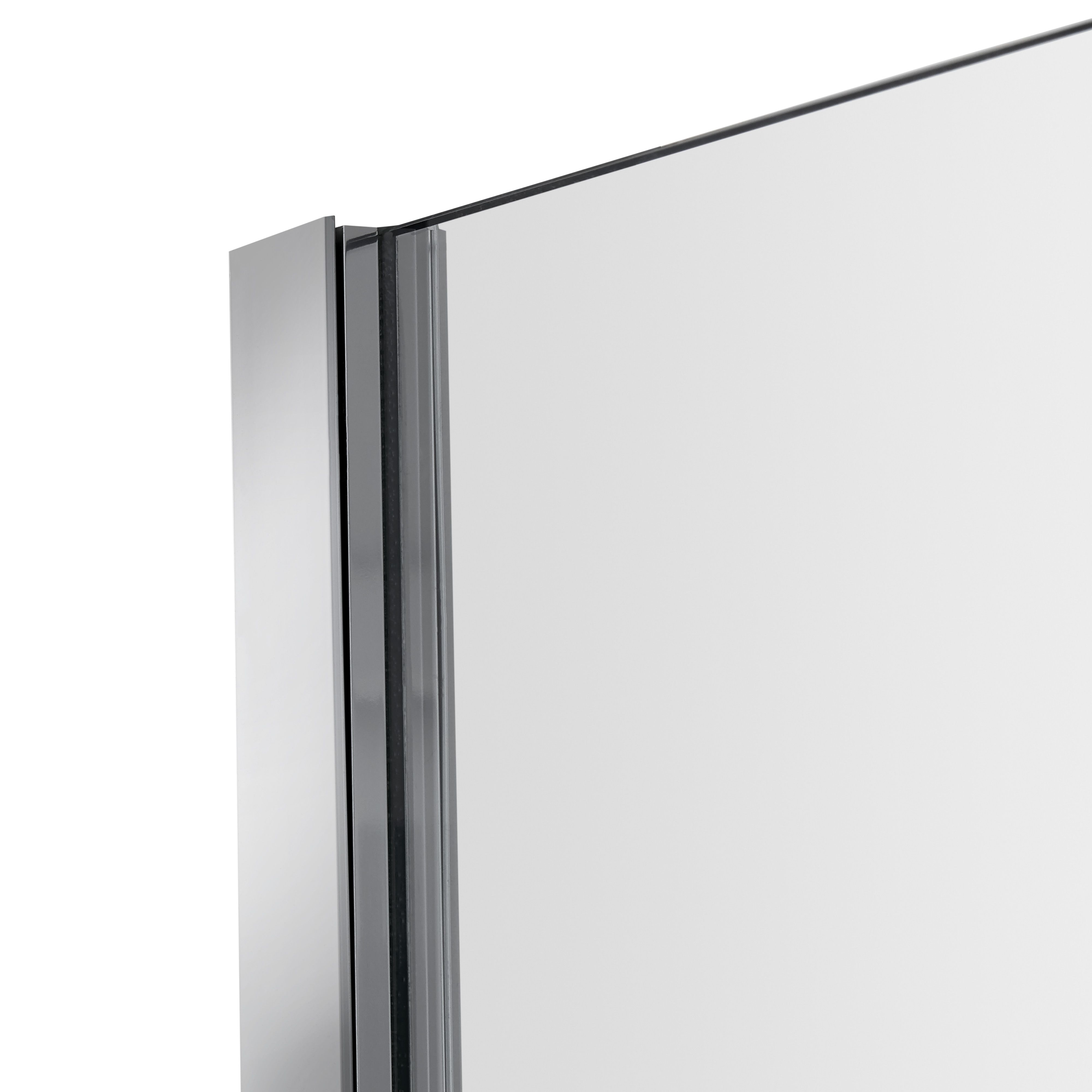 GoodHome Naya Silver Clear No design Walk-in Wet room glass screen (H)195cm (W)120cm