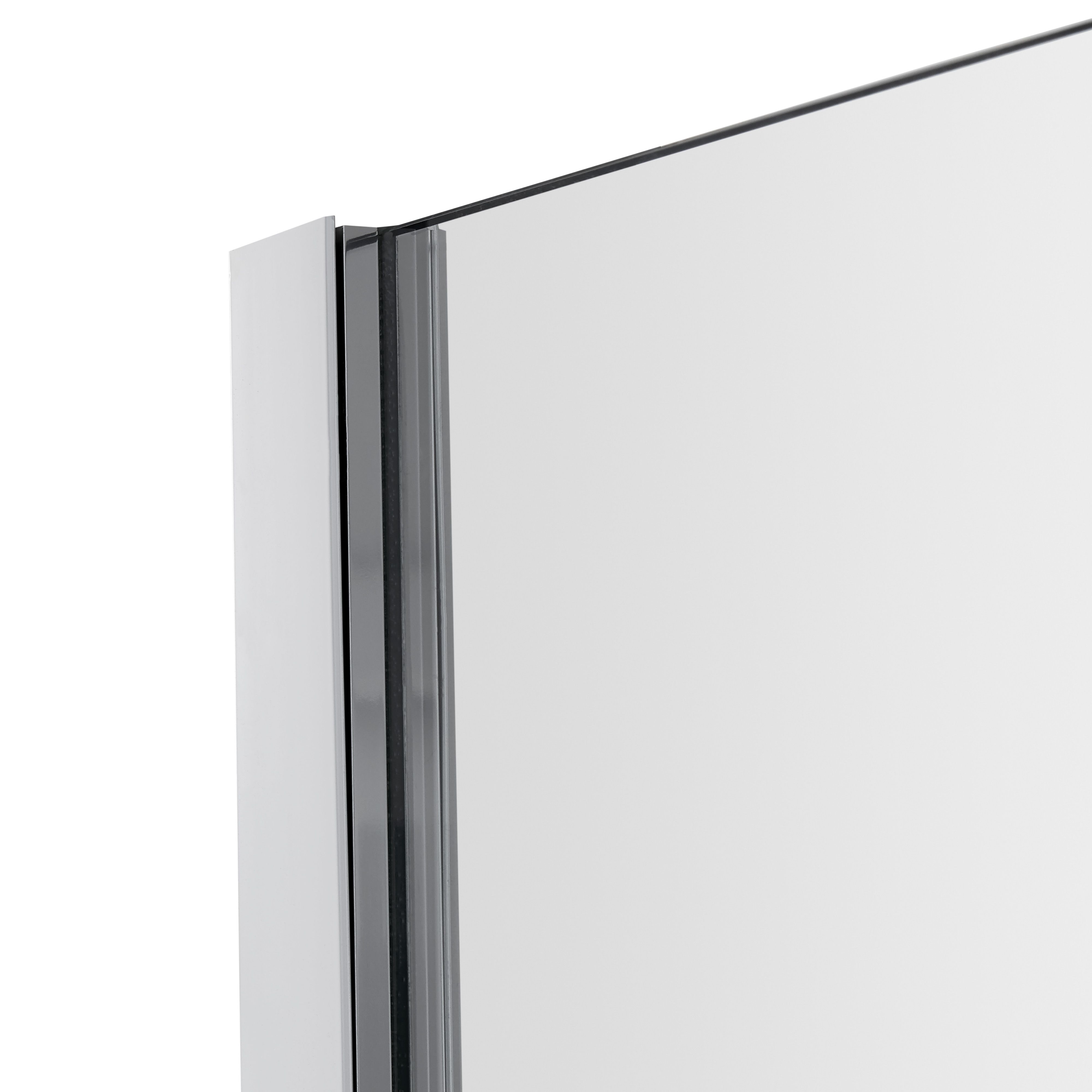 GoodHome Naya Silver Clear No design Walk-in Wet room glass screen (H)195cm (W)140cm