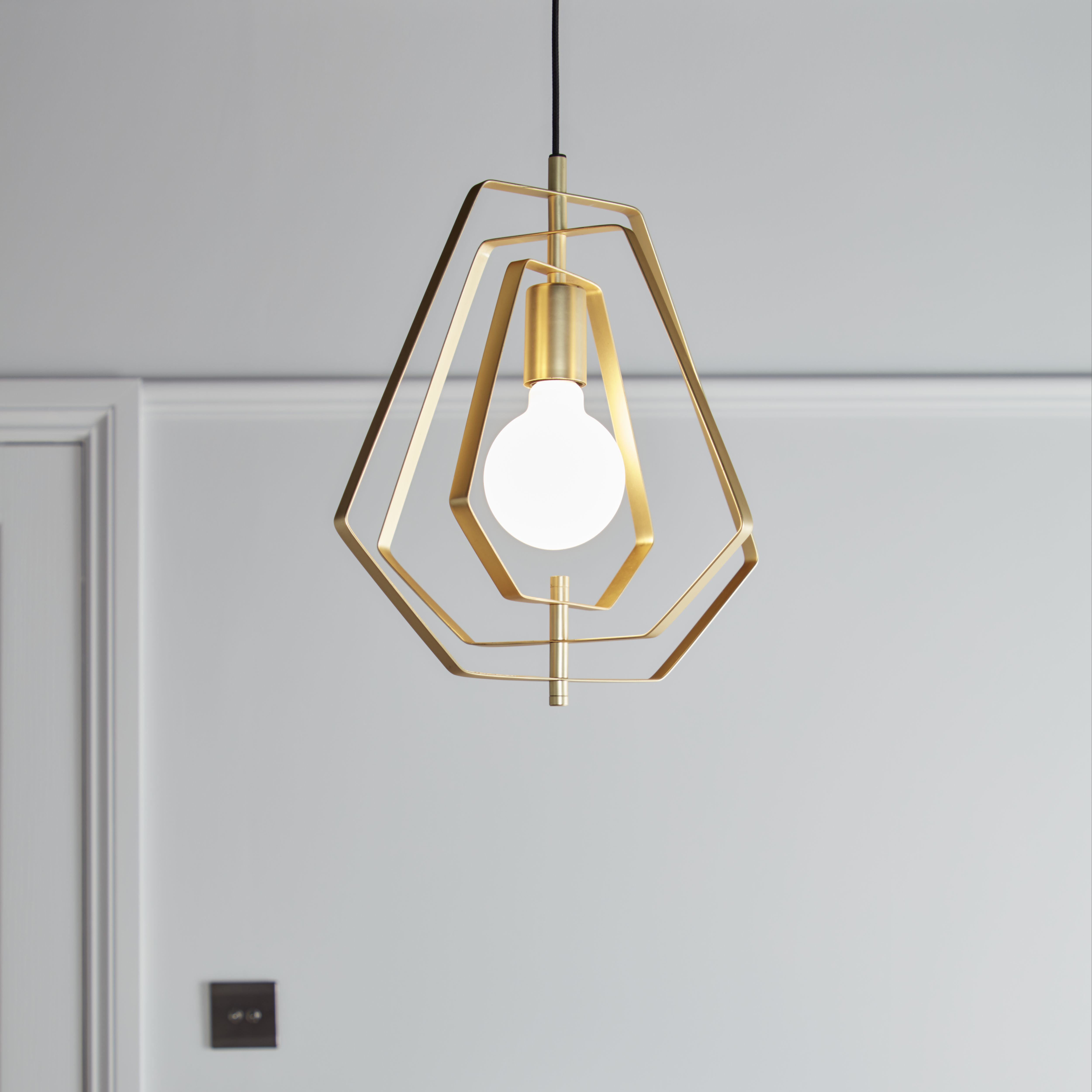 GoodHome Nedoki Brass effect Pendant ceiling light, (Dia)350mm