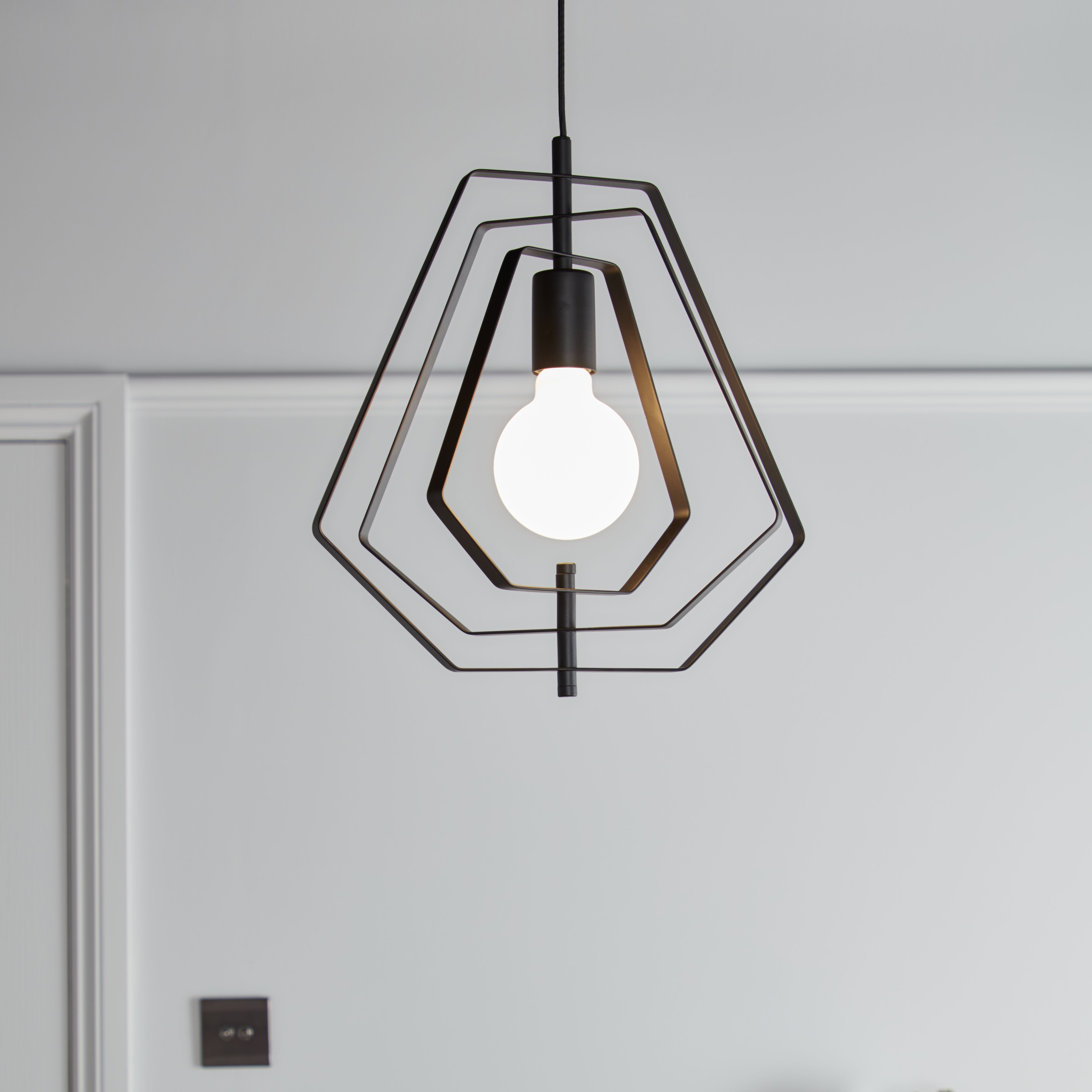 GoodHome Nedoki Matt Black Pendant ceiling light, (Dia)350mm