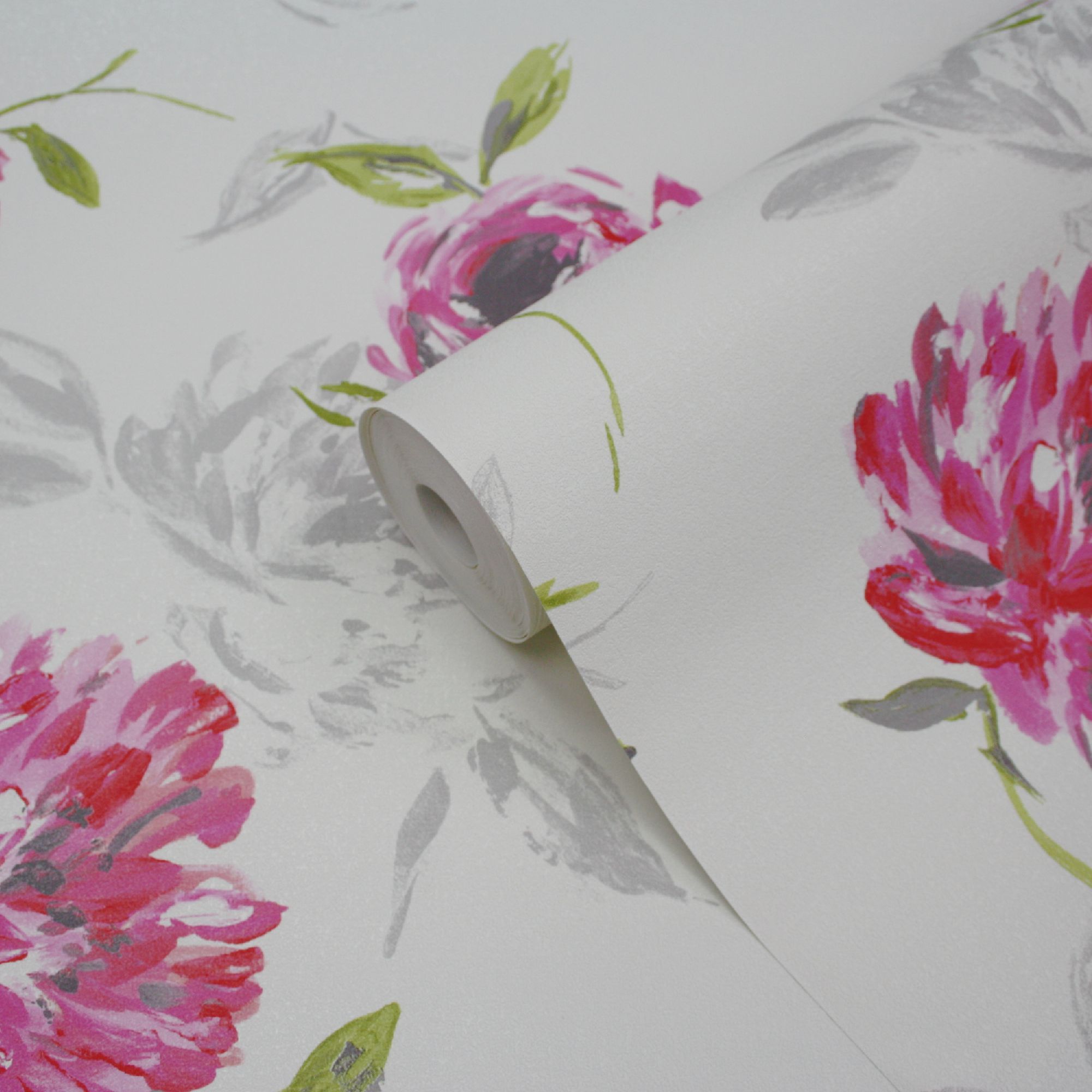 GoodHome Neoti Pink Floral Textured Wallpaper DIY at B&Q