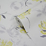 GoodHome Neoti Yellow Floral Textured Wallpaper Sample