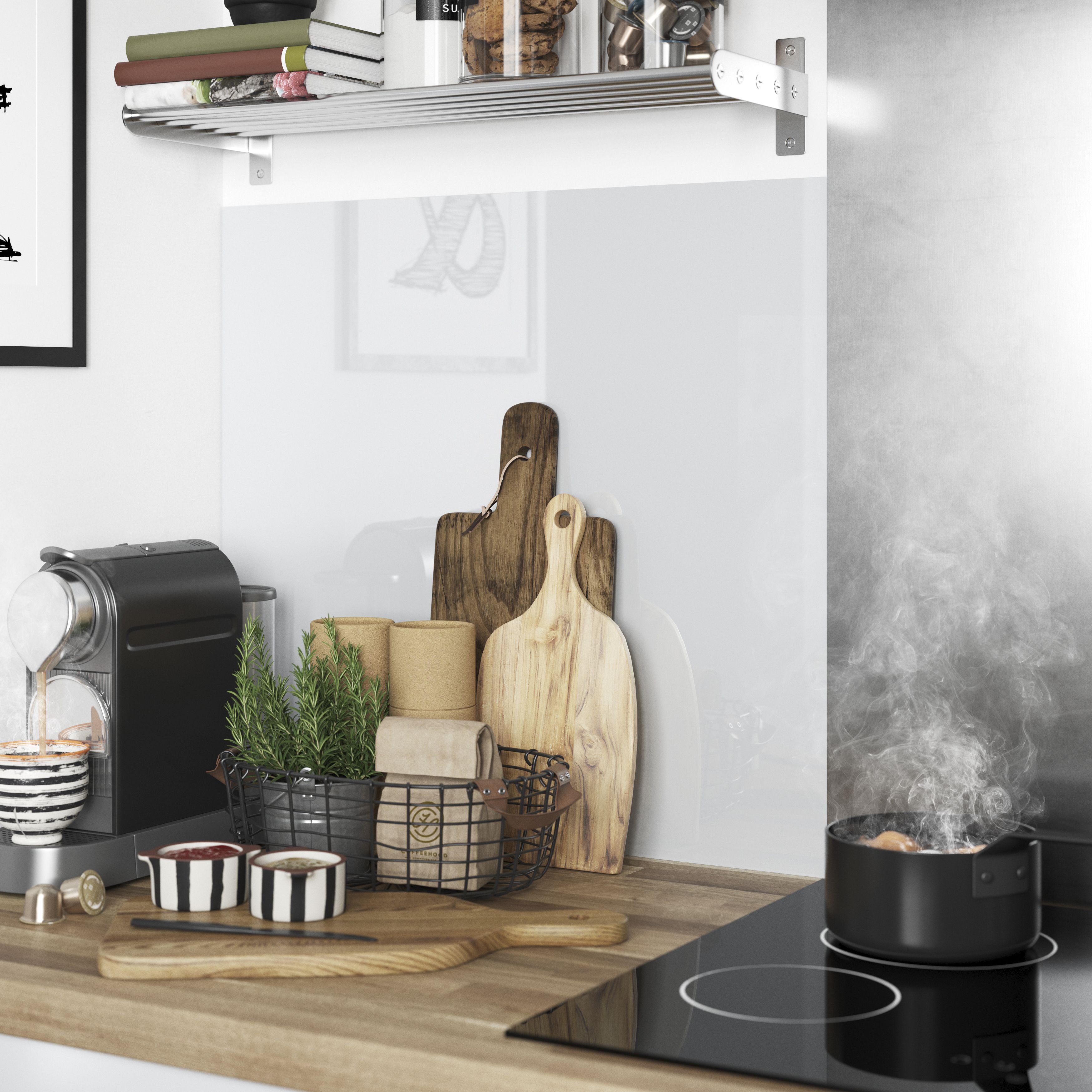 GoodHome Nepeta Anthracite Smooth / shallow Paper & resin Back panel, (H)600mm (W)2000mm (T)3mm