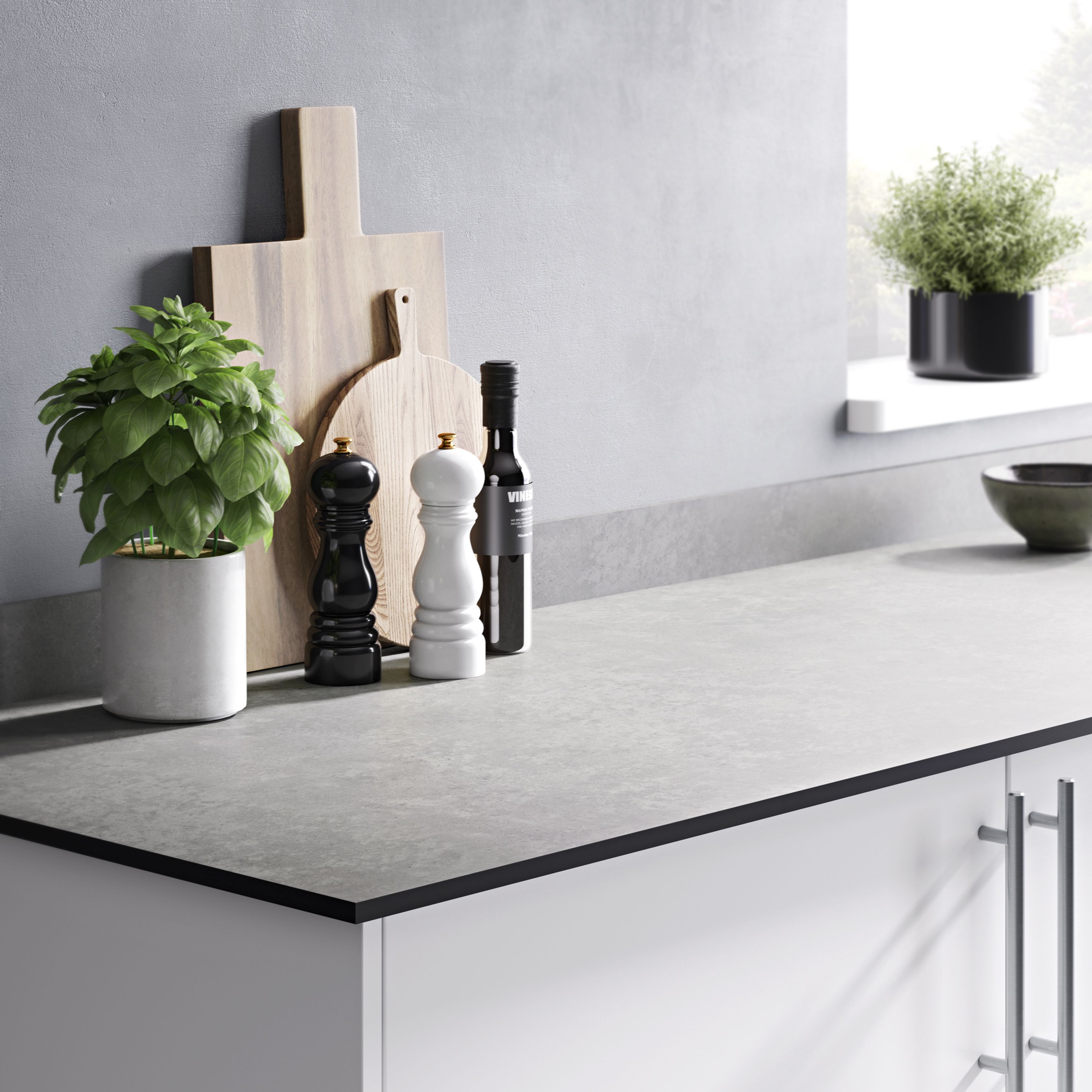 GoodHome Nepeta Ceramic mineral effect Compact Laminate Square edge Kitchen Worktop, (L)3000mm (W)620mm (T)12mm