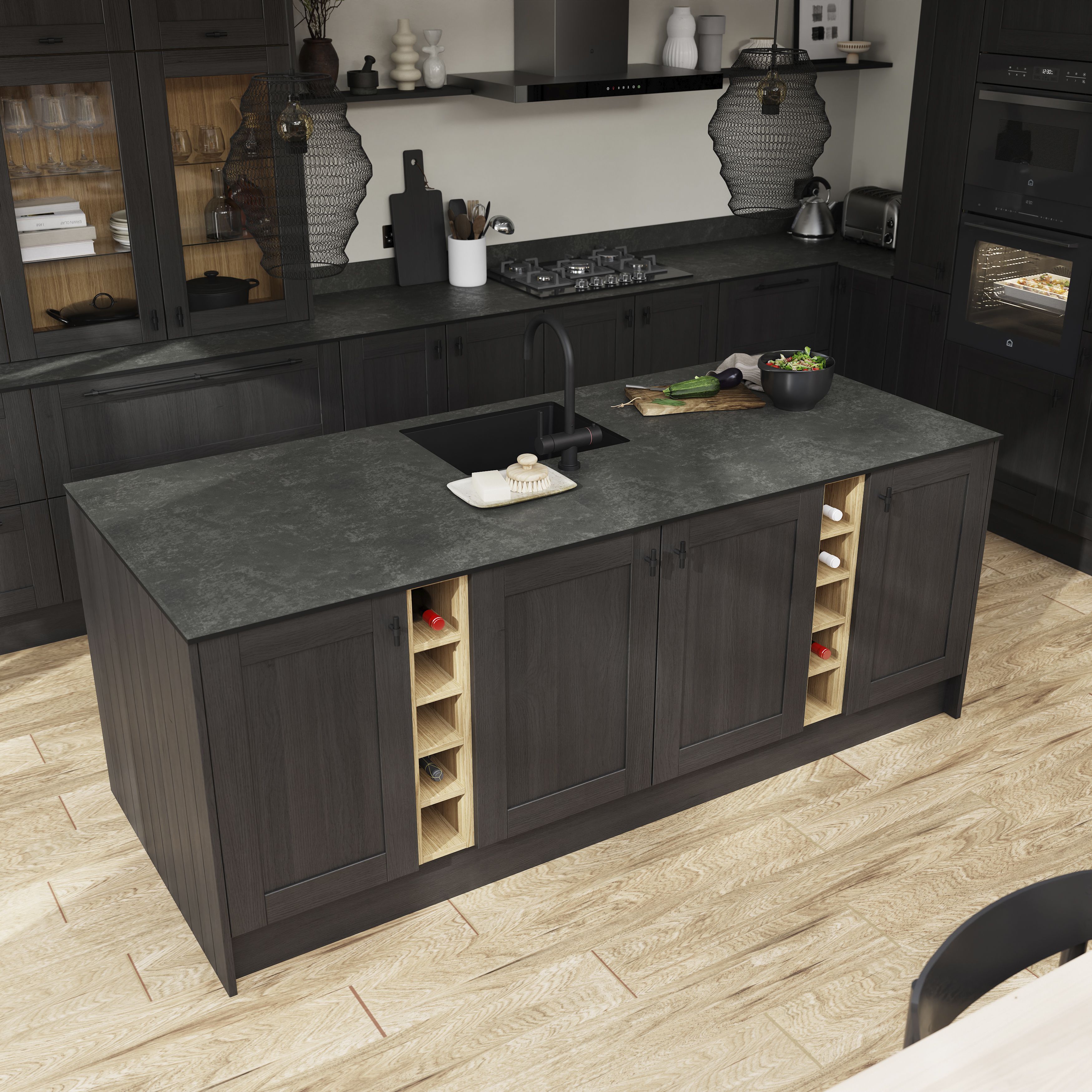 GoodHome Nepeta Grey Mineral effect Compact Laminate Square edge Kitchen Worktop, (L)2000mm (T)12mm