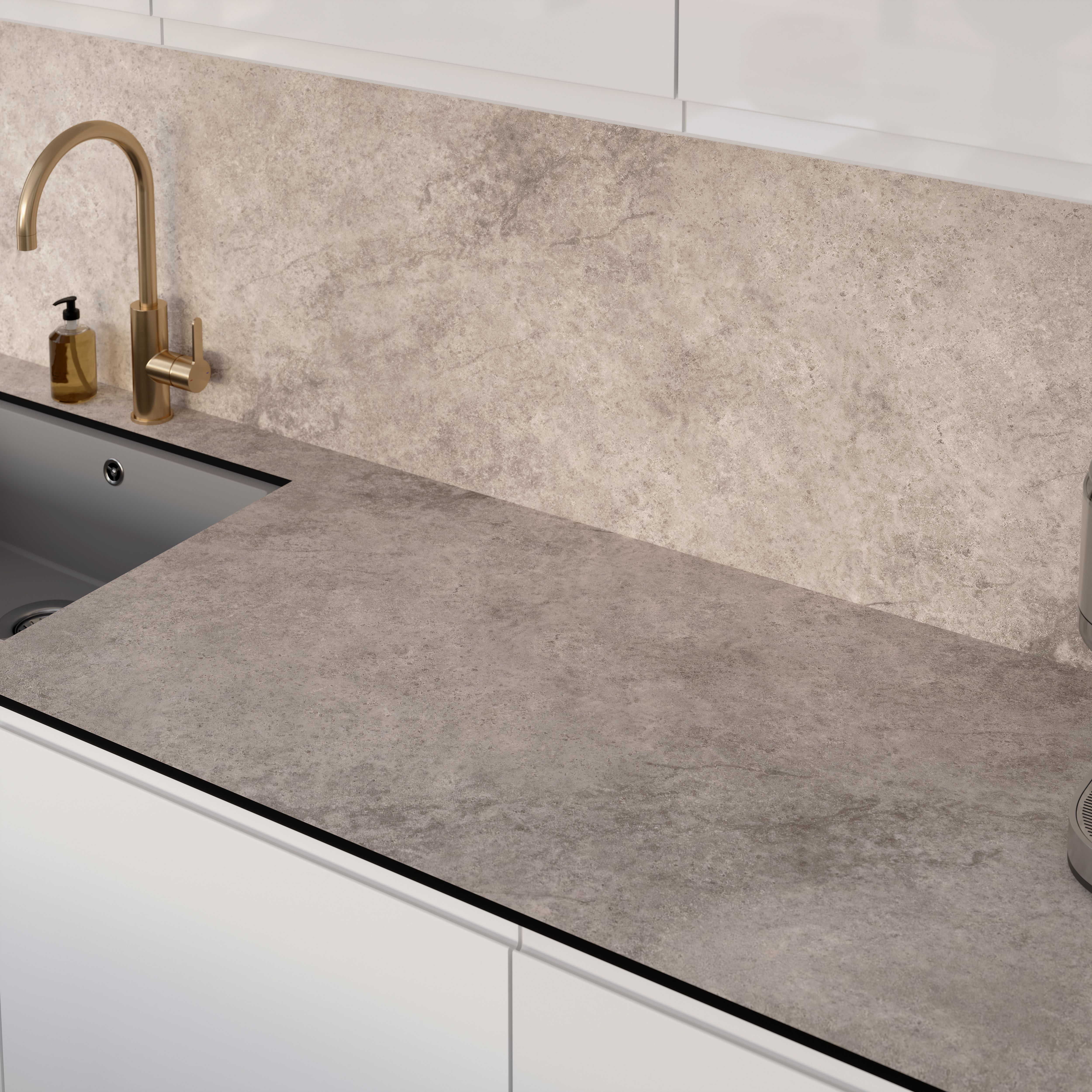 GoodHome Nepeta Sandstone effect Compact Laminate Square edge Kitchen ...