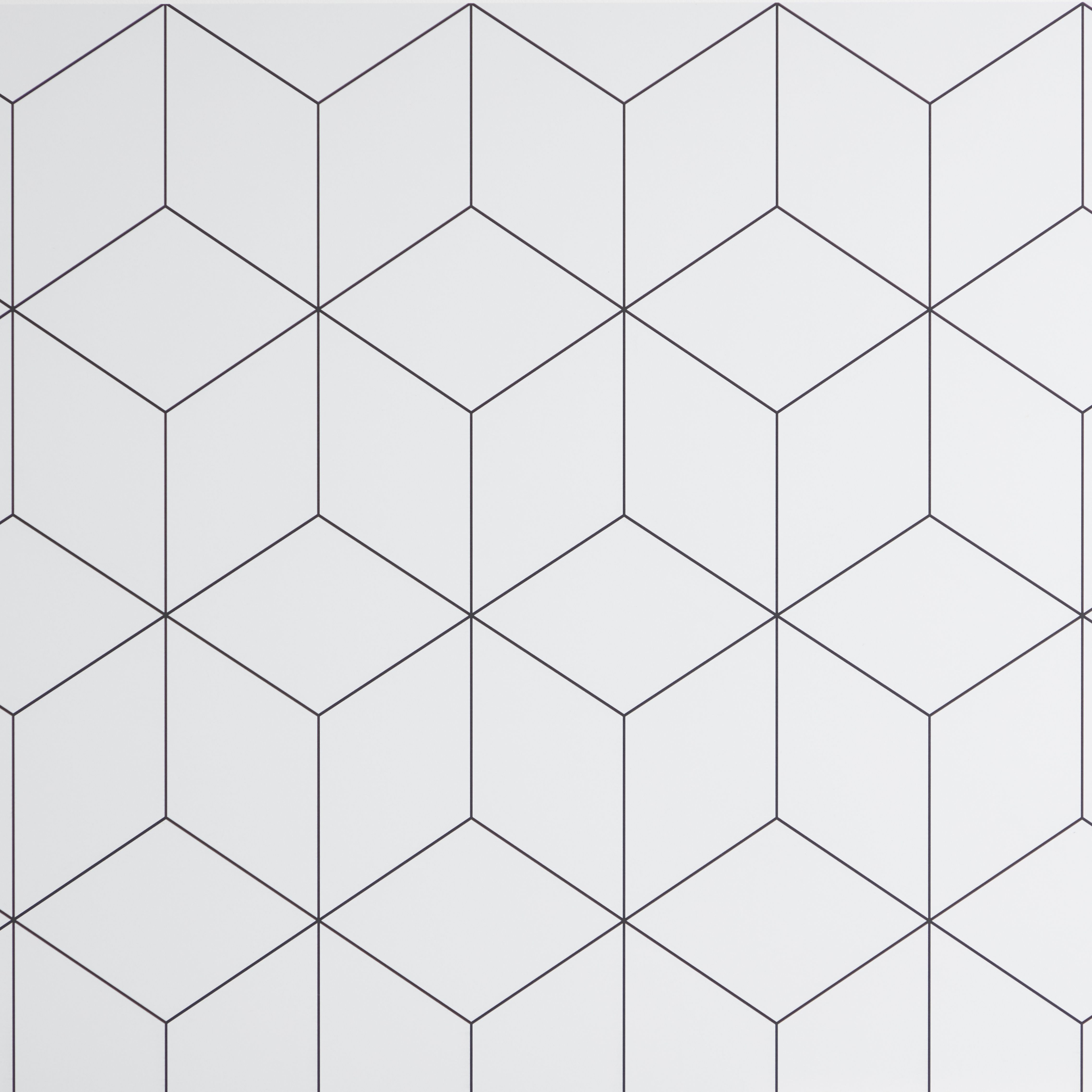 GoodHome Nepeta White Geometric / smooth Paper & resin Back panel, (H)600mm (W)1800mm (T)3mm