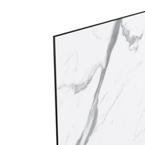 GoodHome Nepeta White Marble effect Paper & resin Back panel, (H)600mm (W)2000mm (T)3mm