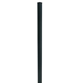 GoodHome Neva Dark grey Slotted Square Metal Fence post (H)1.39m (W)70mm