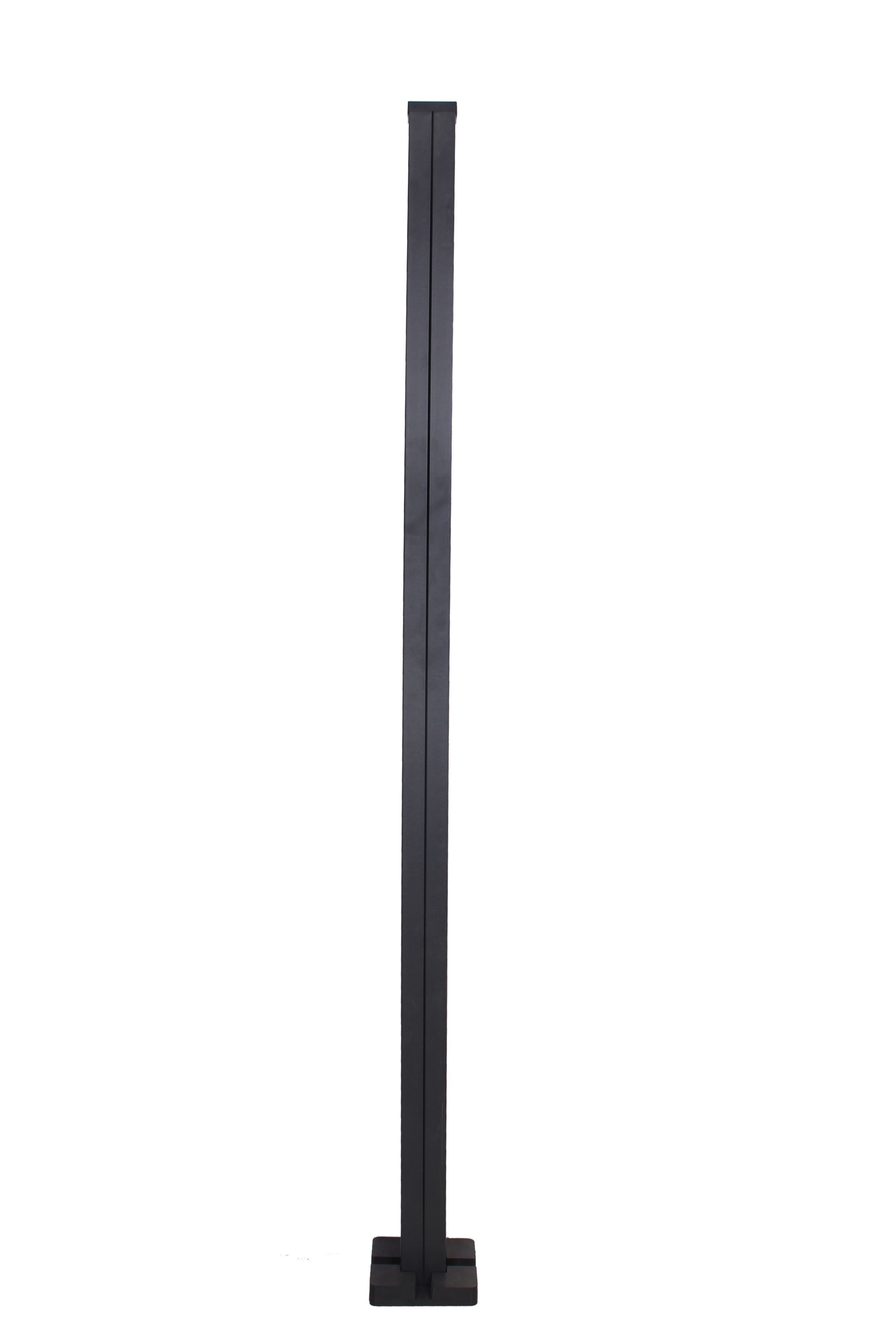 GoodHome Neva Dark grey Slotted Square Metal Fence post (H)1.83m (W)70mm