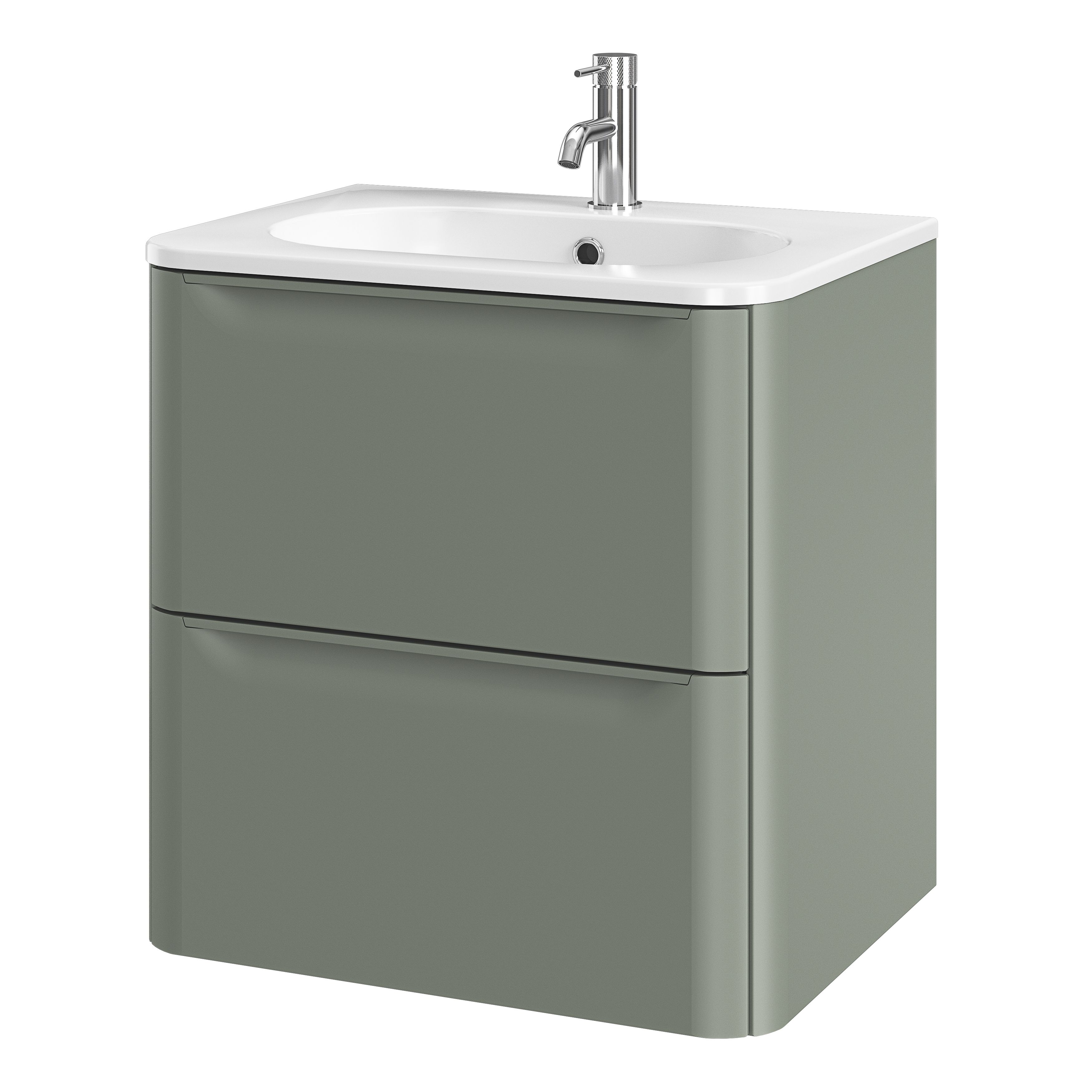 GoodHome Nevado Matt Green Wall-mounted Vanity unit & basin set (W)600mm (H)600mm