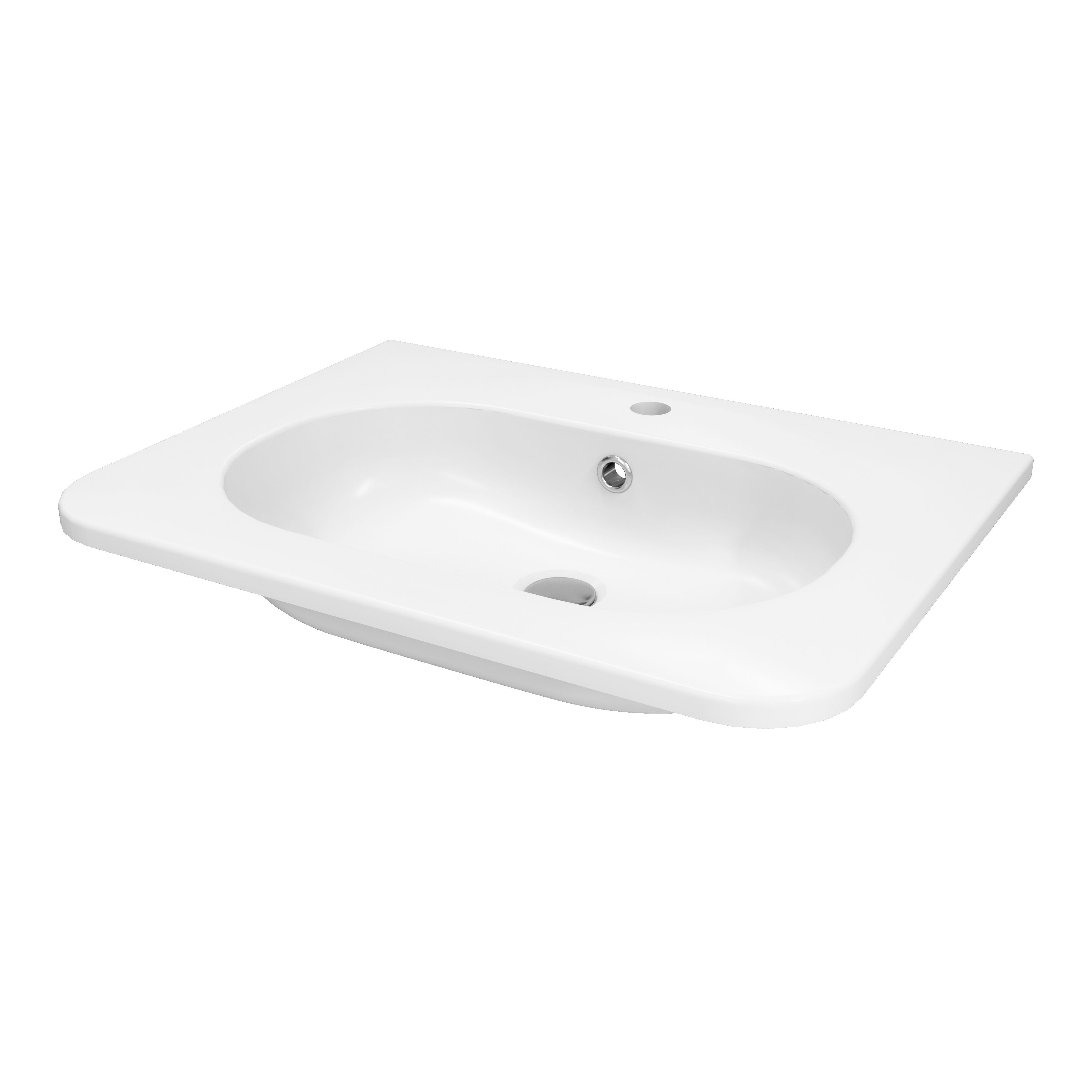 GoodHome Nevado Satin White Rectangular Vanity Basin (W)60.4cm 