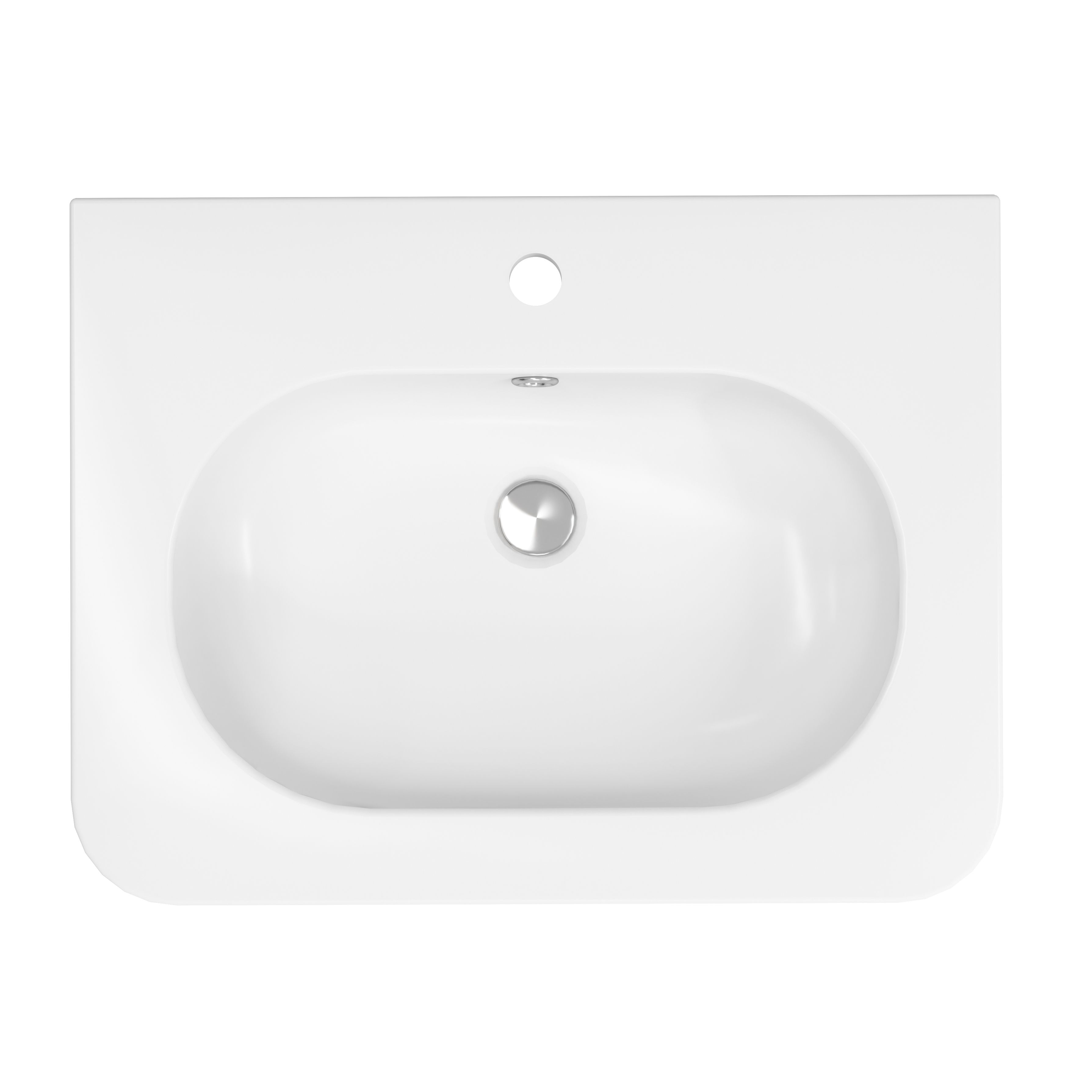 GoodHome Nevado Satin White Rectangular Vanity Basin (W)60.4cm