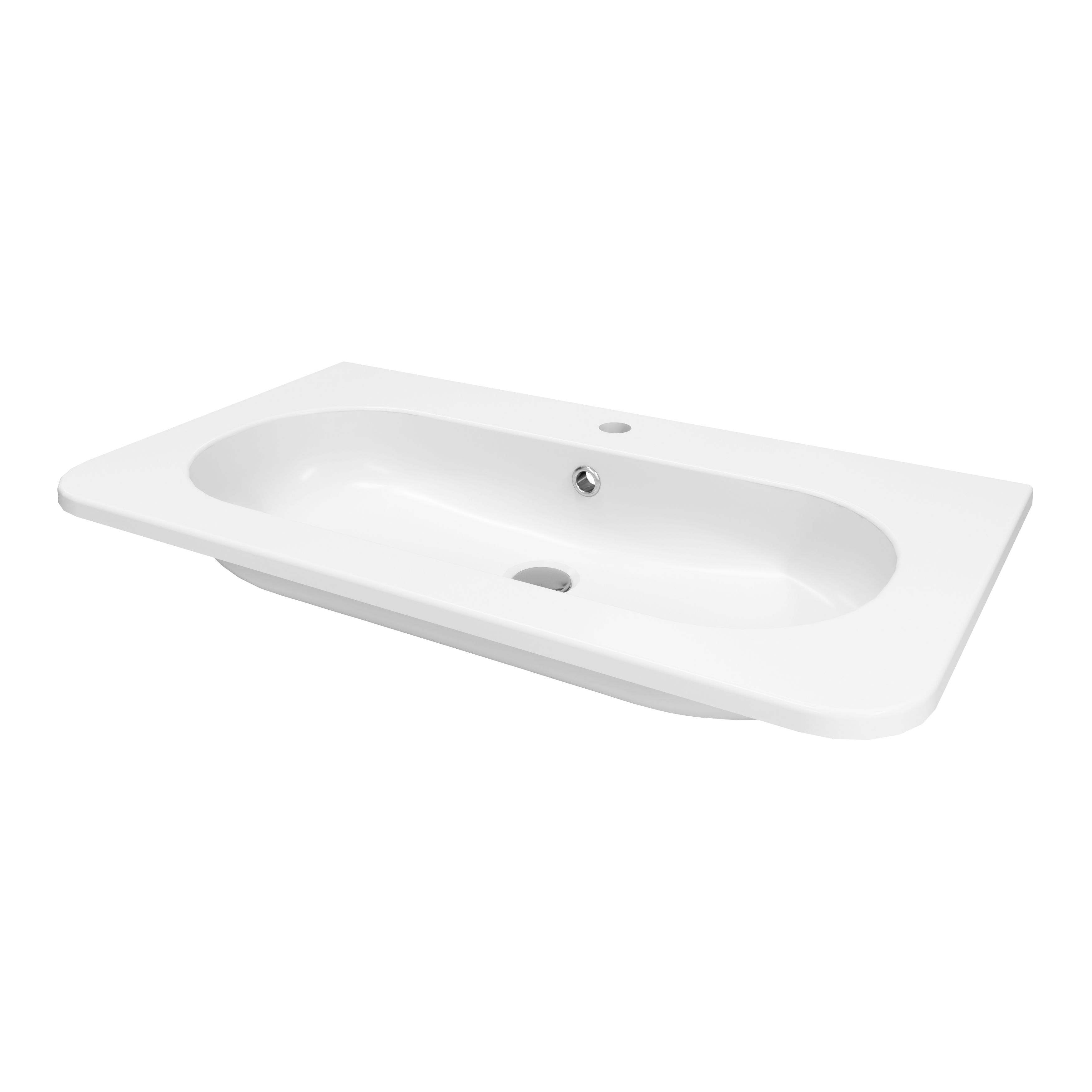 GoodHome Nevado Satin White Rectangular Vanity Basin (W)80.4cm