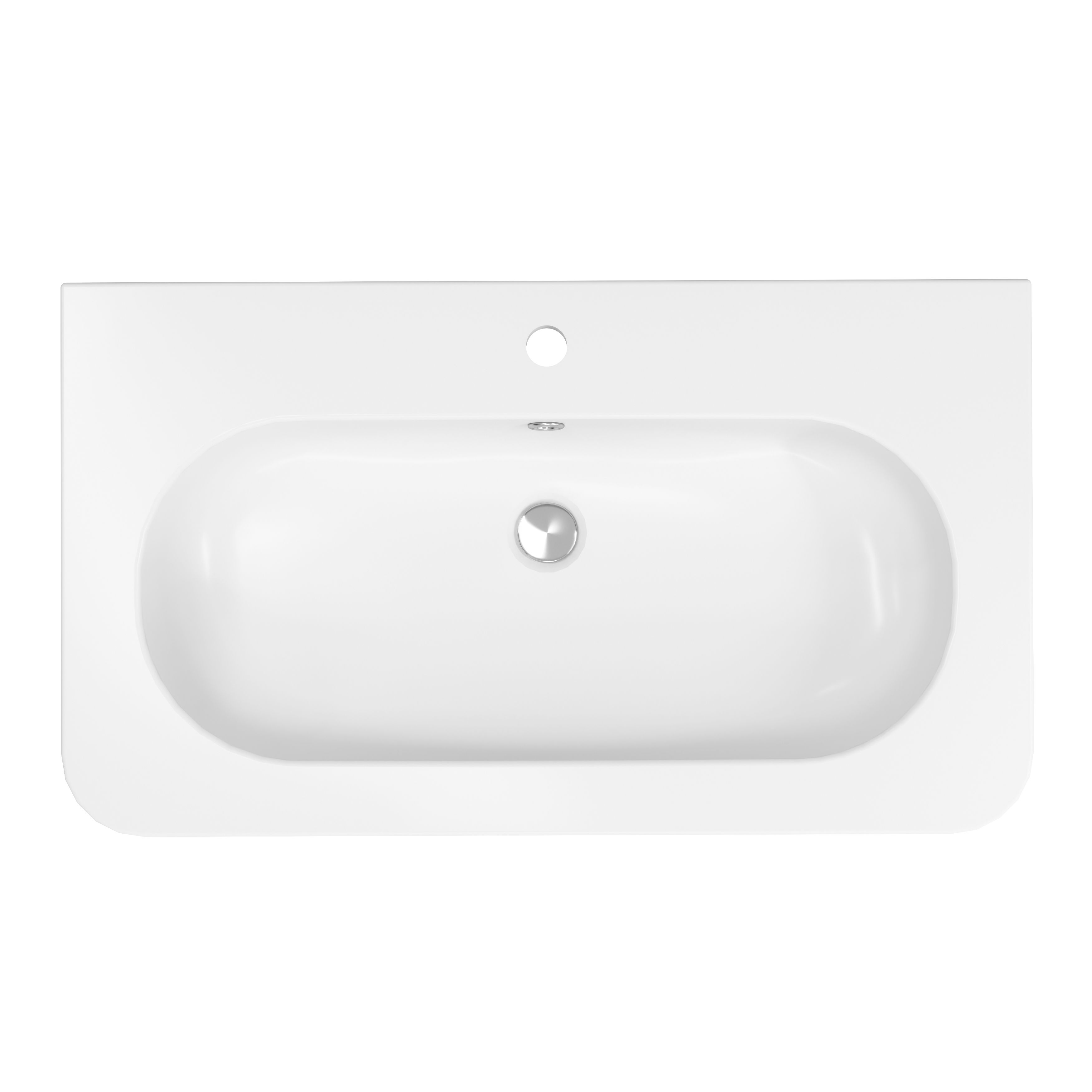 GoodHome Nevado Satin White Rectangular Vanity Basin (W)80.4cm