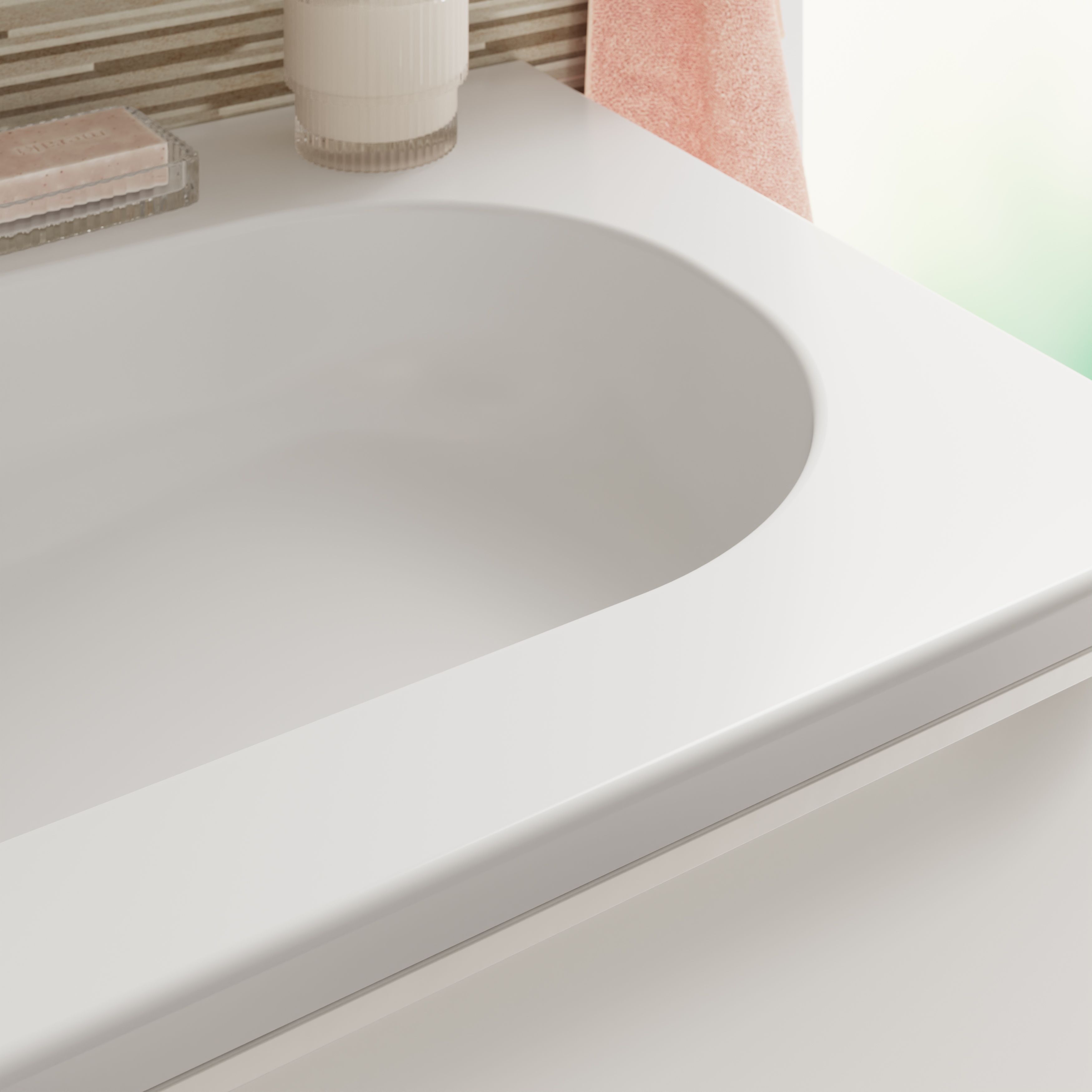 GoodHome Nevado Satin White Rectangular Vanity Basin (W)80.4cm