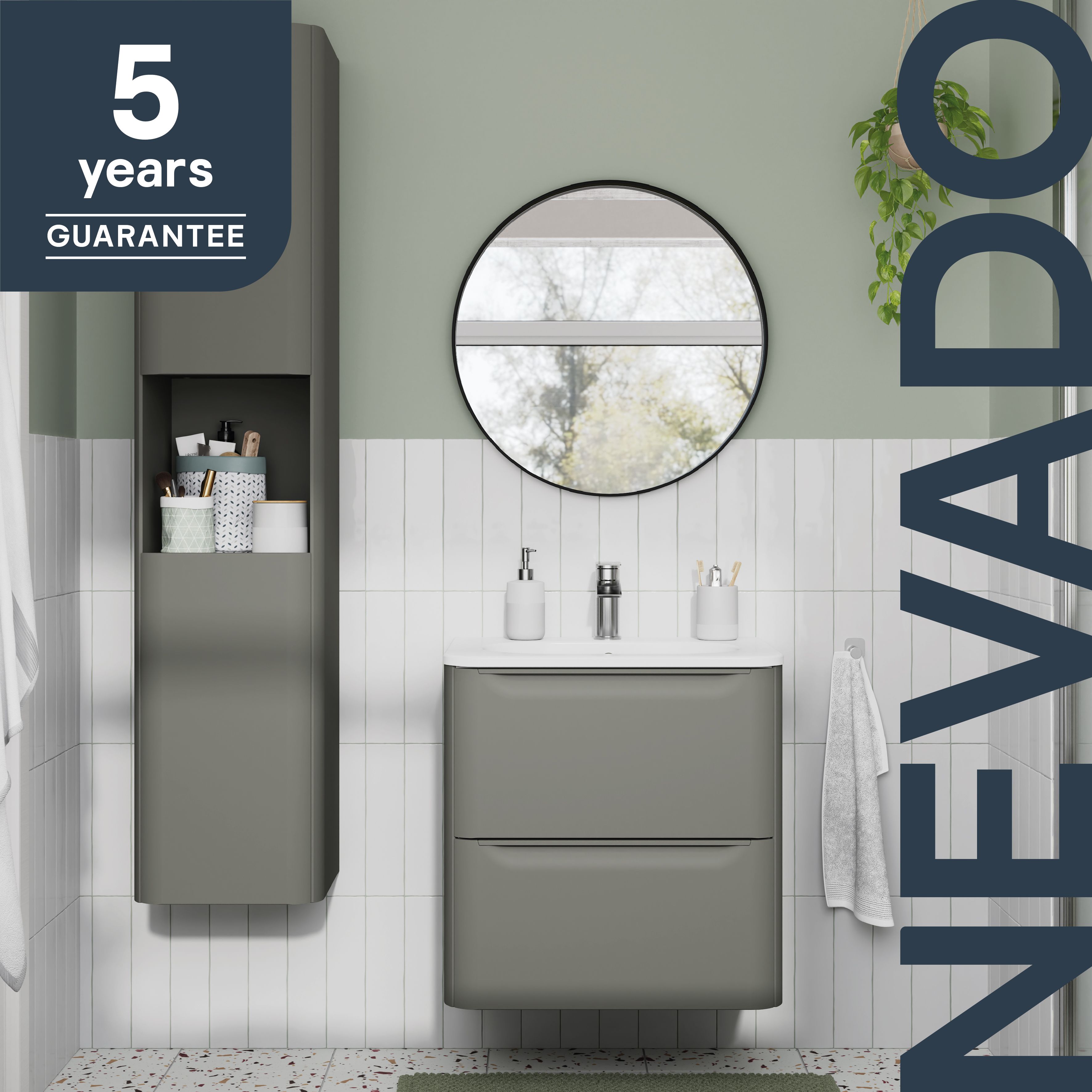 GoodHome Nevado Standard Matt Green Wall-mounted Bathroom Vanity unit (H) 600mm (W) 600mm