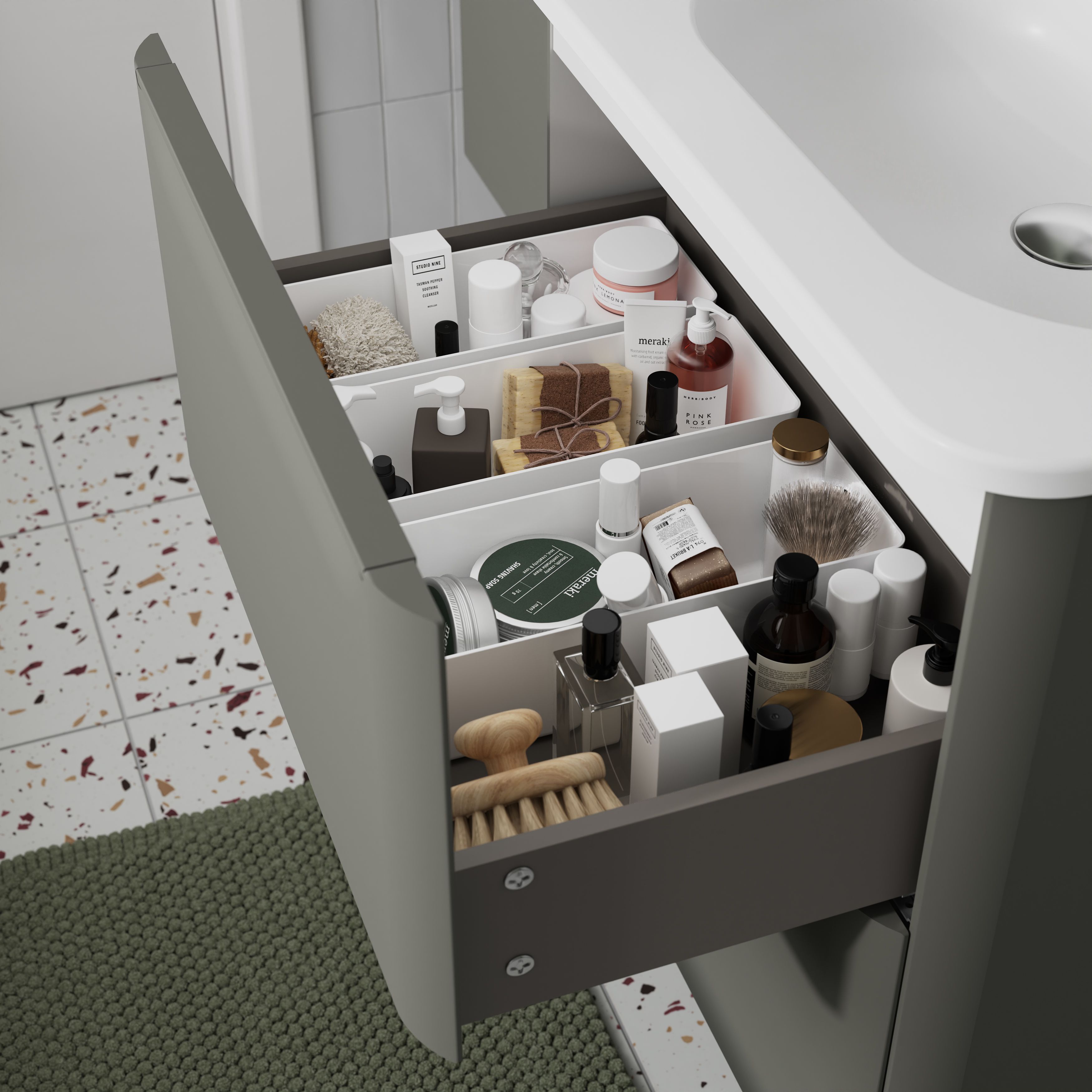 GoodHome Nevado Standard Matt Green Wall-mounted Bathroom Vanity unit (H) 600mm (W) 600mm