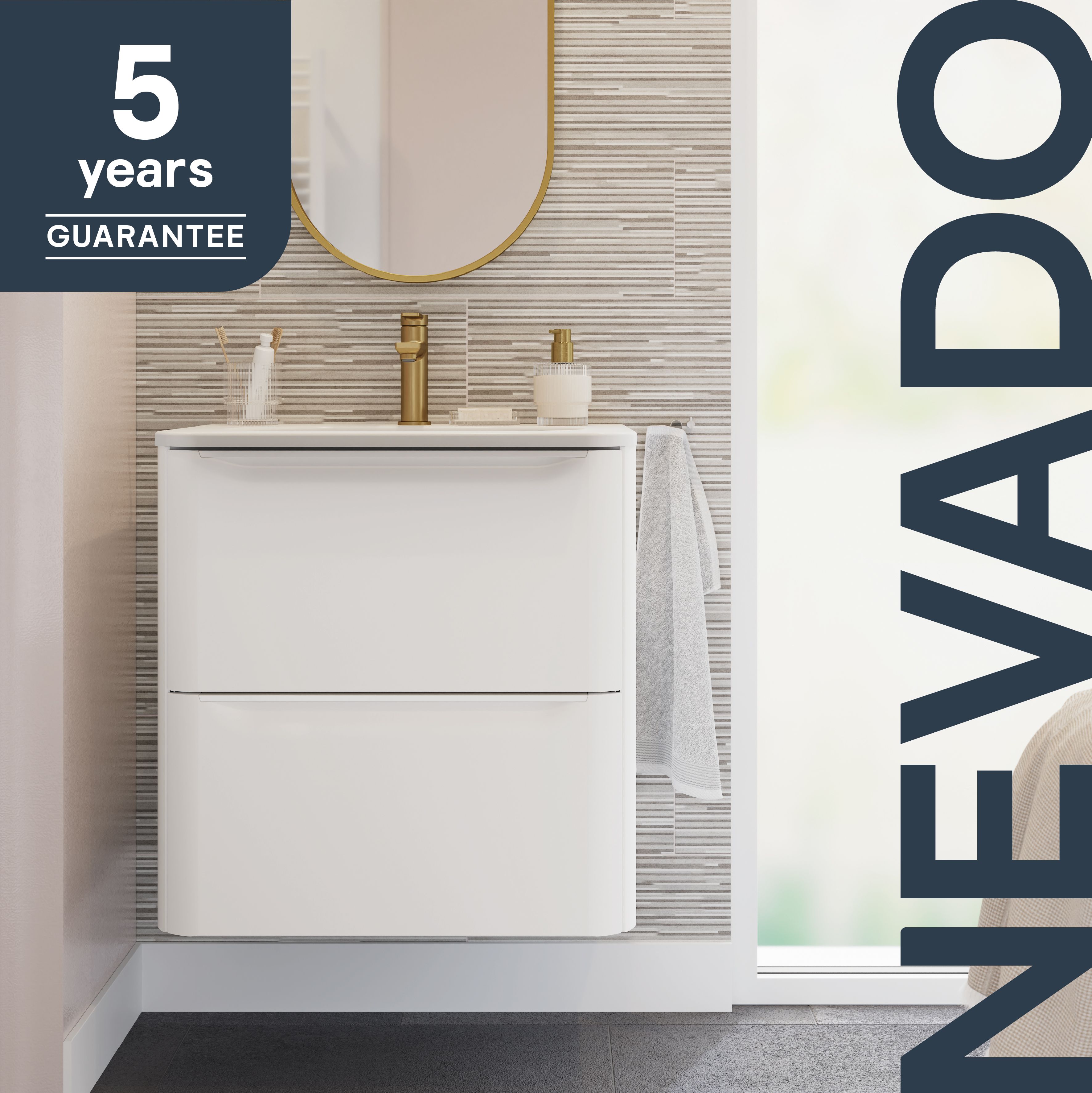 GoodHome Nevado Standard Matt White Wall-mounted Bathroom Vanity unit (H) 600mm (W) 600mm