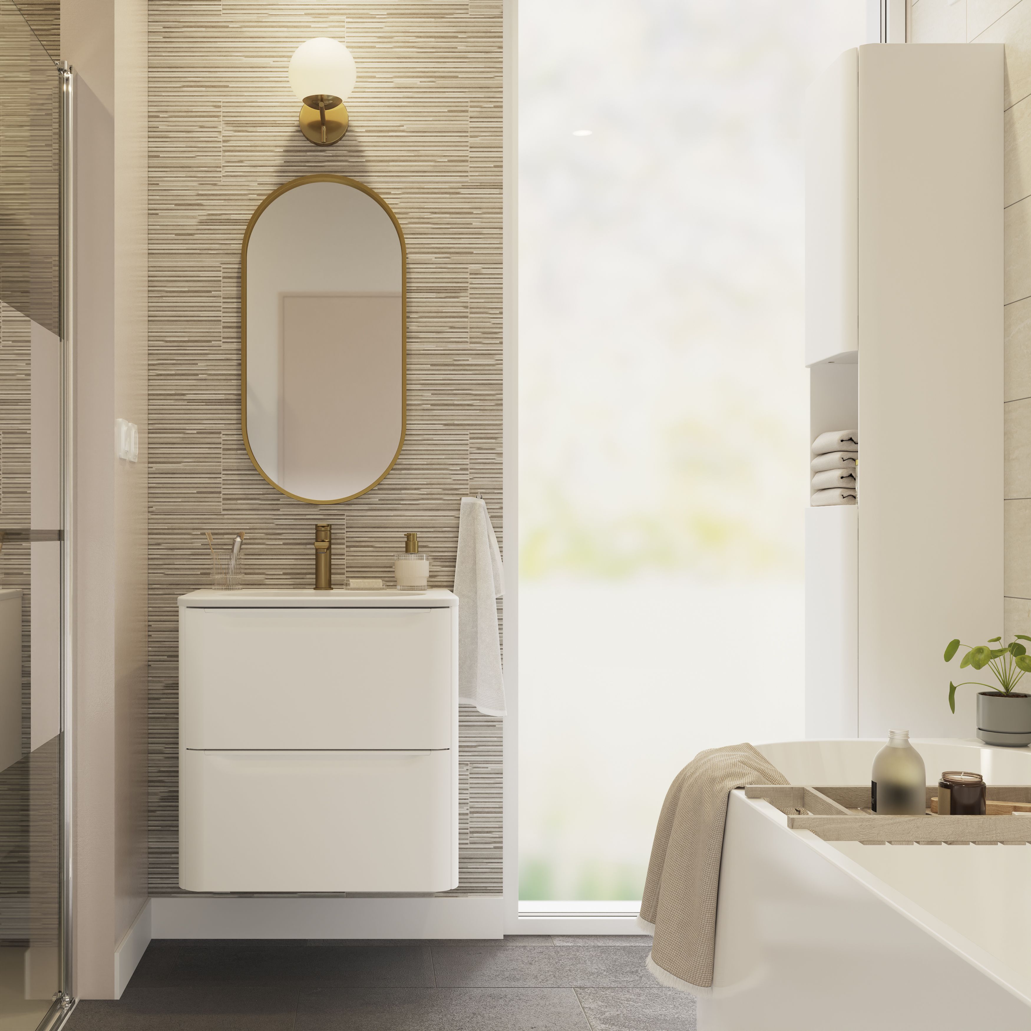 GoodHome Nevado Standard Matt White Wall-mounted Bathroom Vanity unit (H) 600mm (W) 600mm