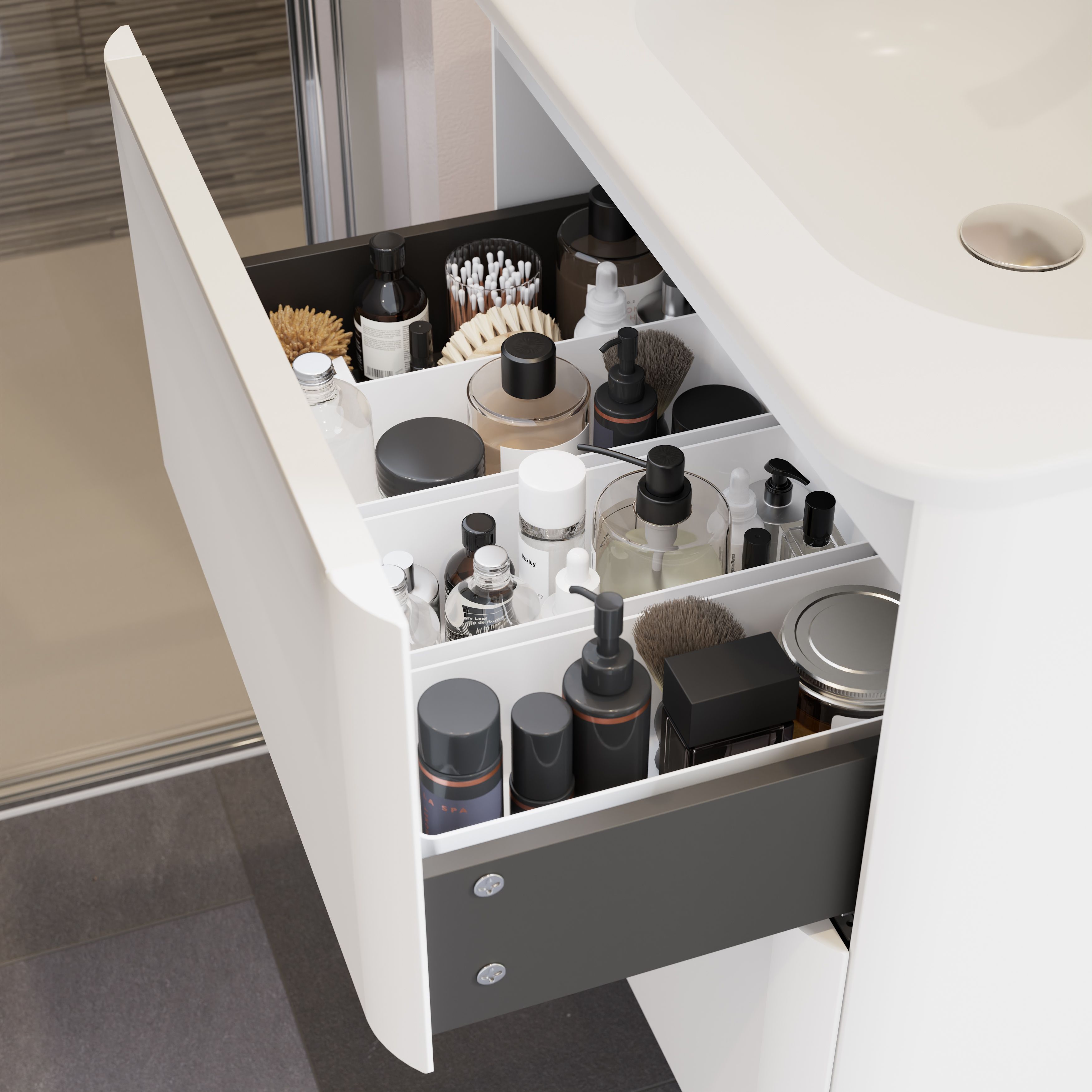 GoodHome Nevado Standard Matt White Wall-mounted Bathroom Vanity unit (H) 600mm (W) 600mm