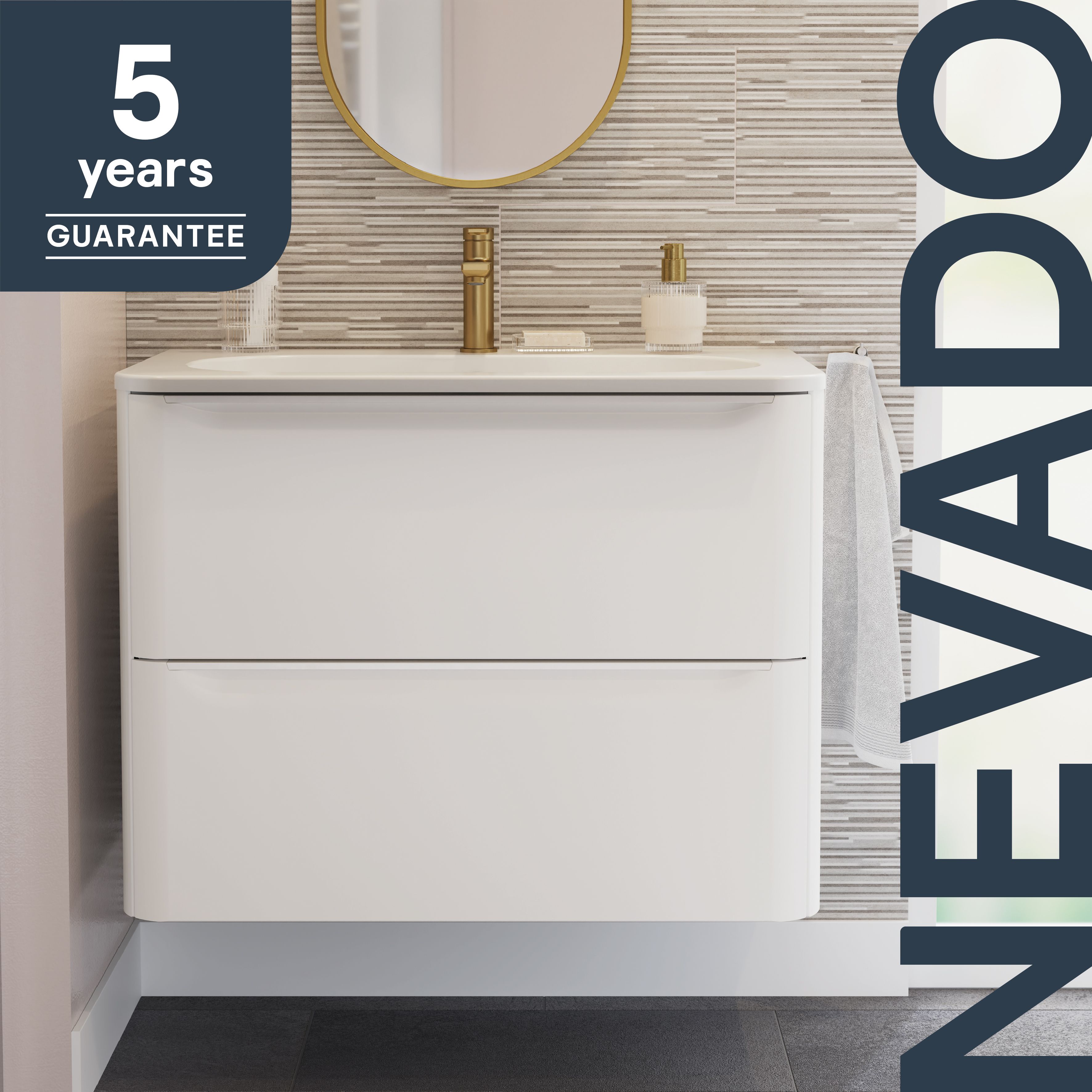 GoodHome Nevado Standard Matt White Wall-mounted Bathroom Vanity unit (H) 600mm (W) 800mm