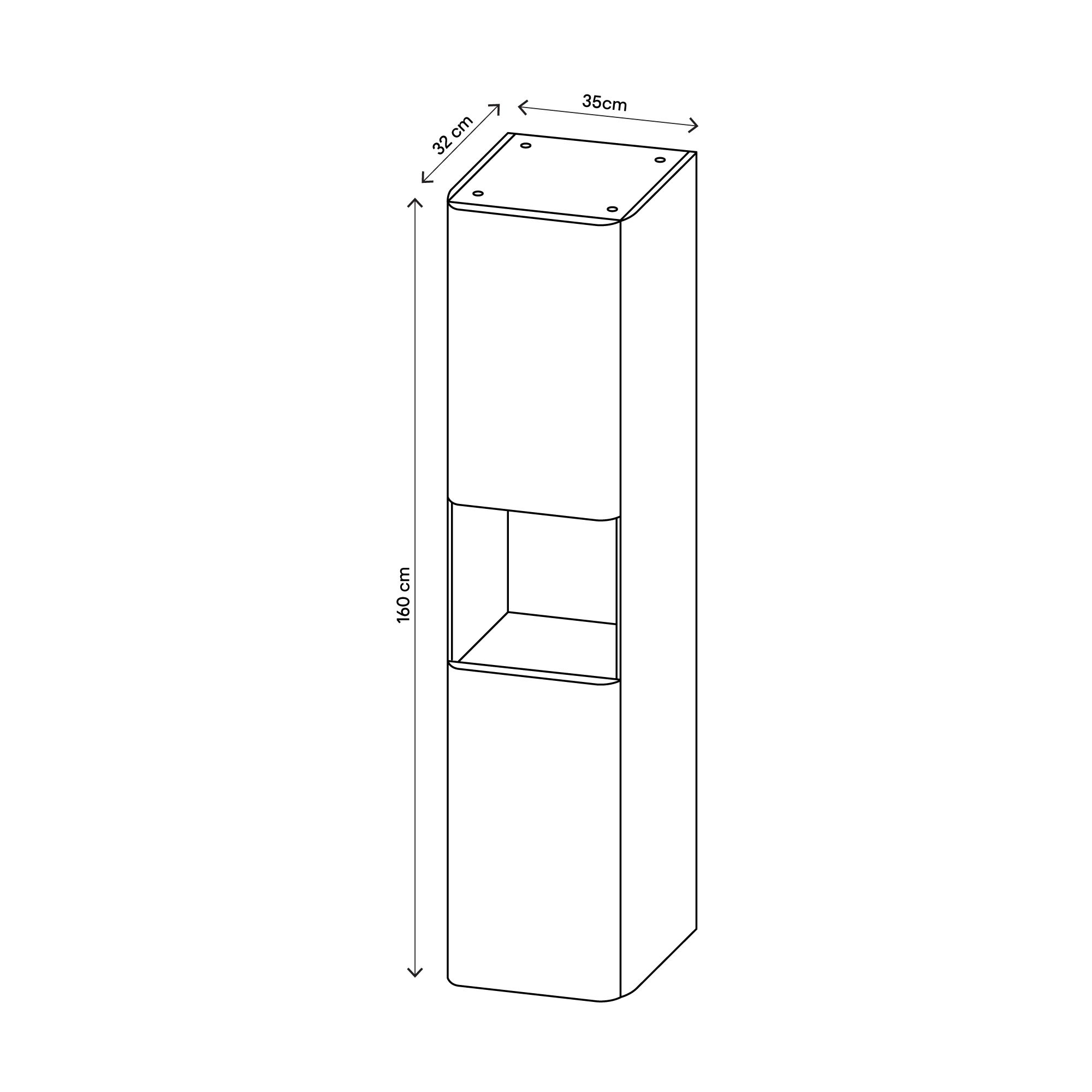 GoodHome Nevado Tall Matt White Double Bathroom Column cabinet (H)160cm ...
